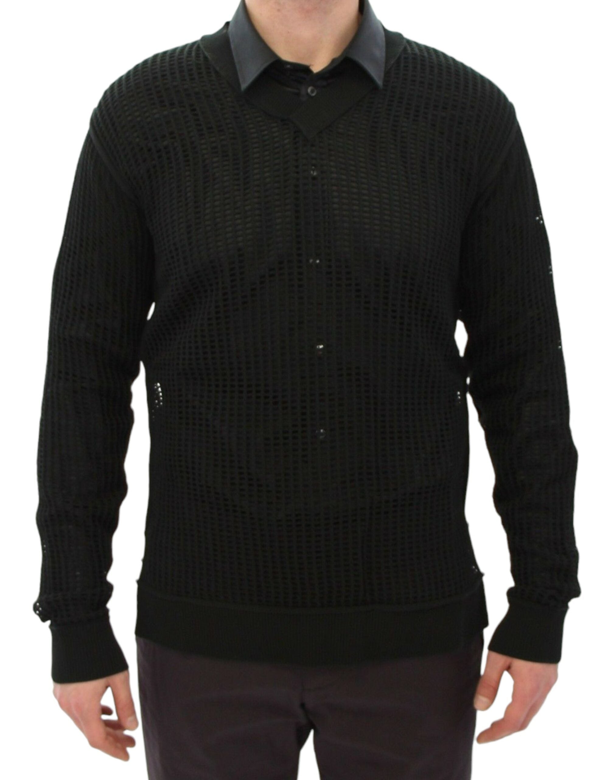 Donkergroene Runway Netz Pullover Netted Sweater