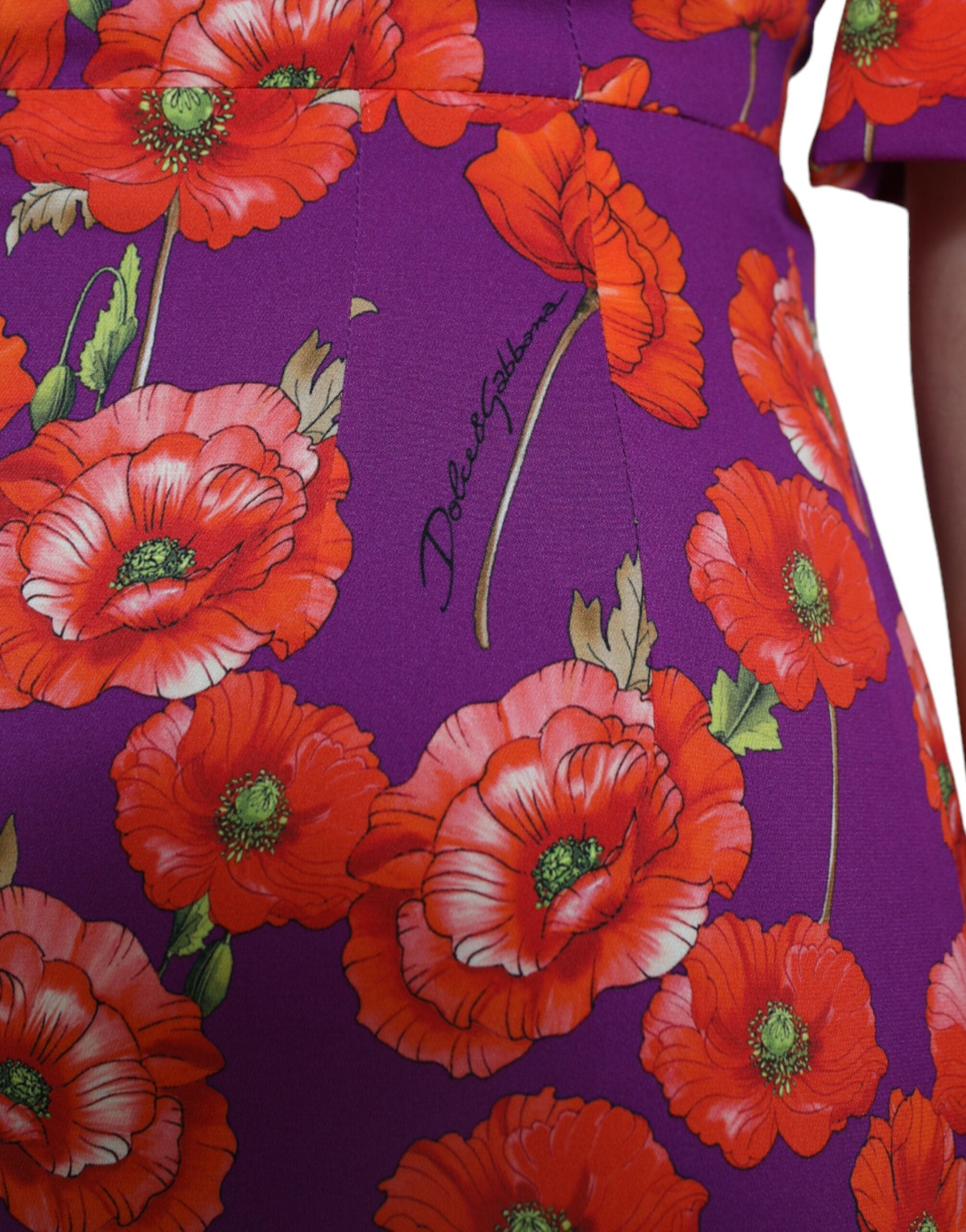 Veelkleurige bloemenprint-schedejurk met klaprozenprint