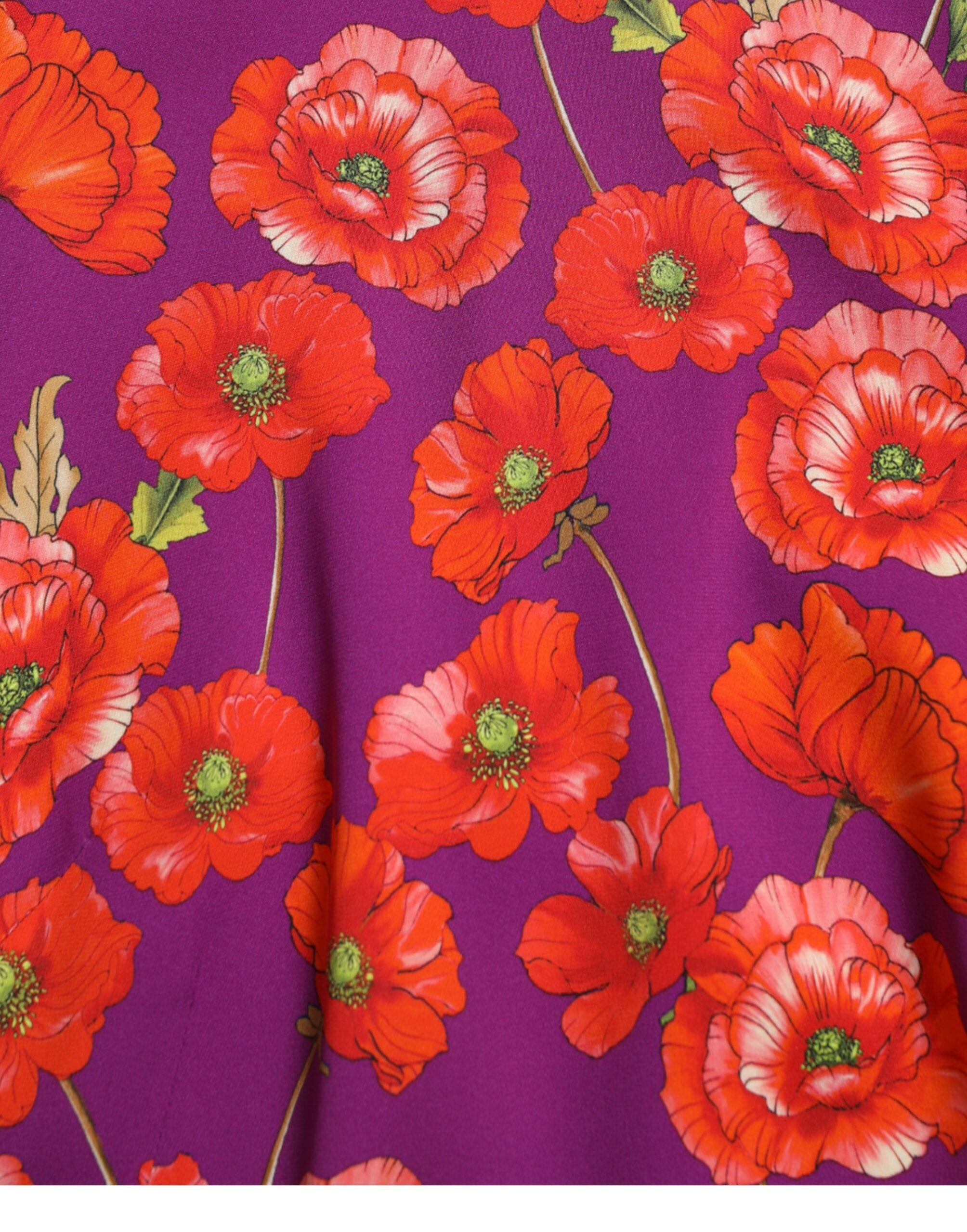 Veelkleurige bloemenprint-schedejurk met klaprozenprint