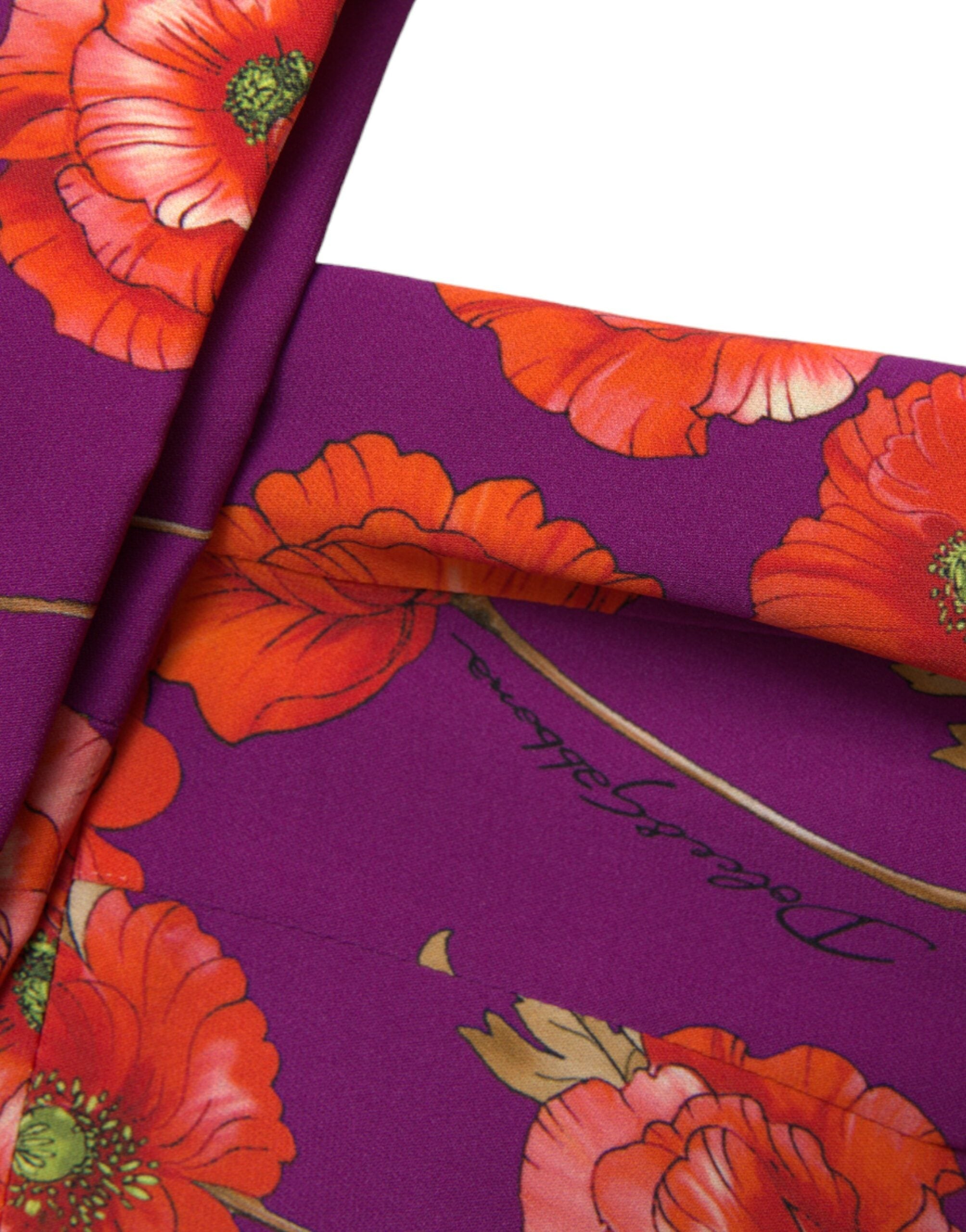 Veelkleurige bloemenprint-schedejurk met klaprozenprint