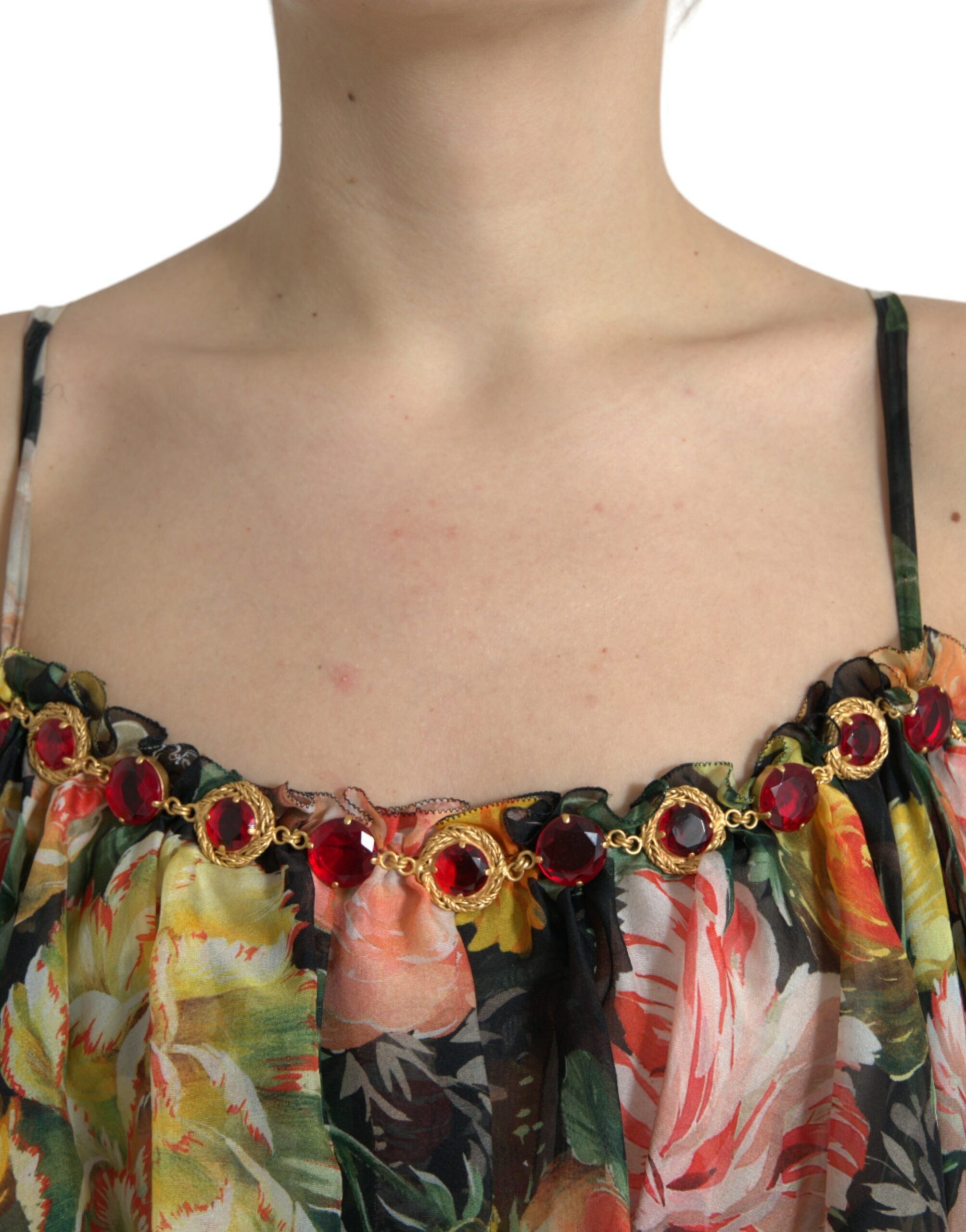 Multicolor bloemen chiffon gelaagde maxi-jurk