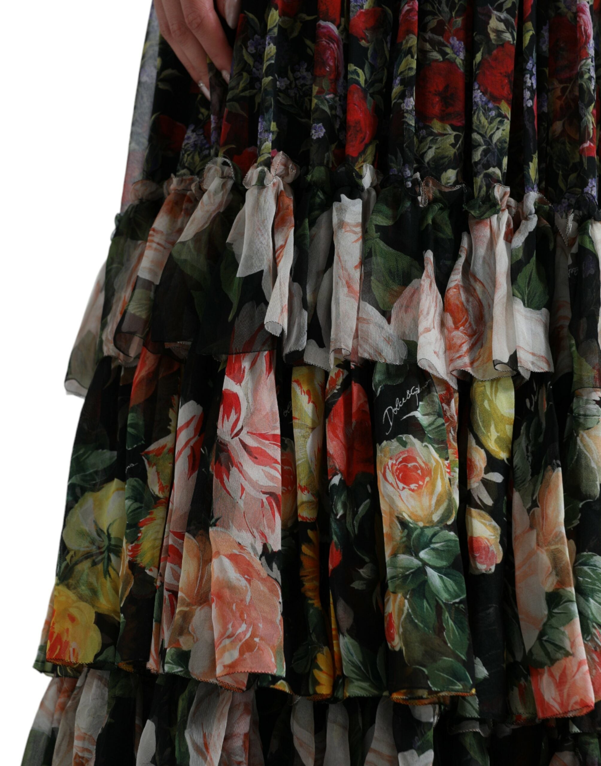 Multicolor bloemen chiffon gelaagde maxi-jurk