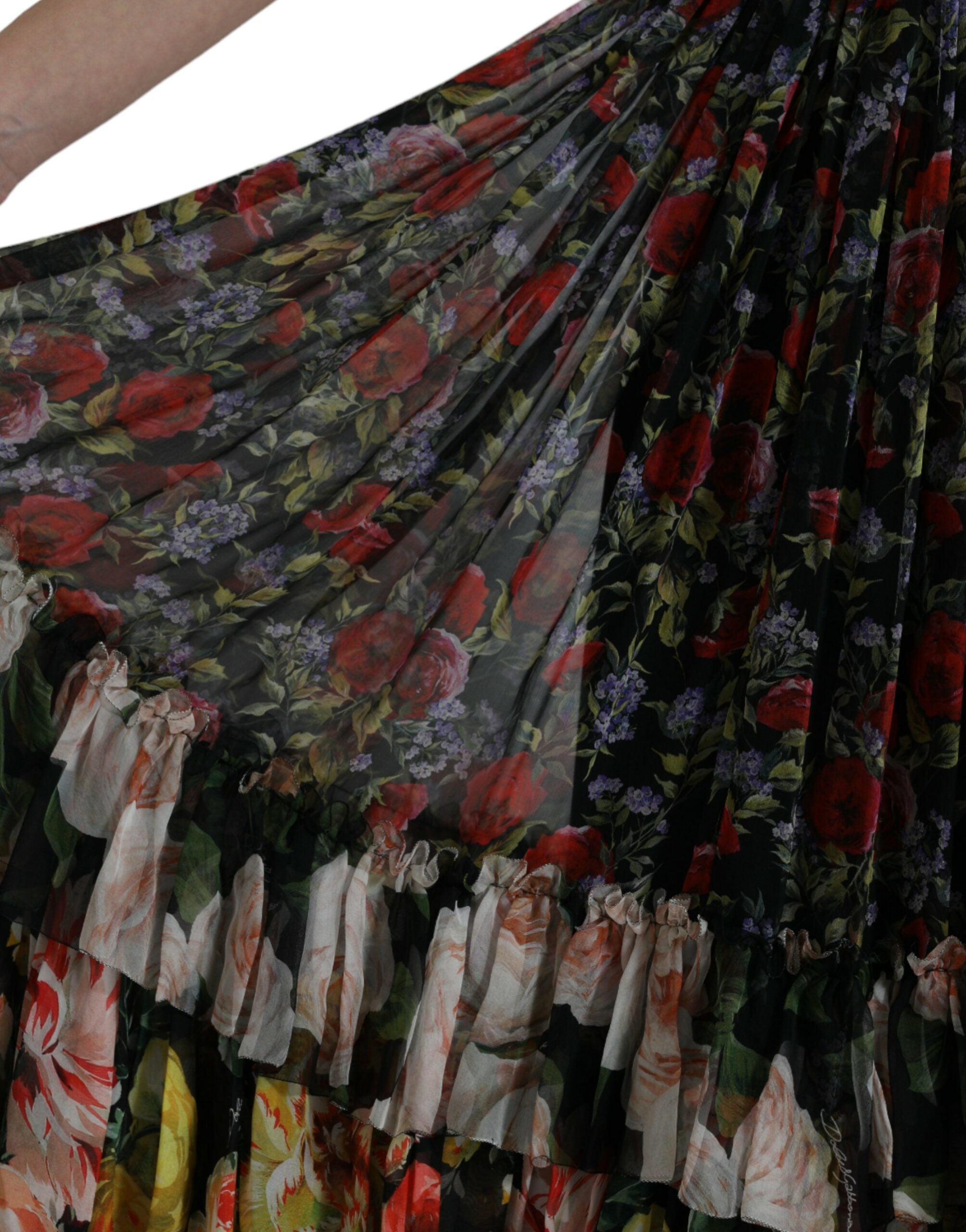 Multicolor bloemen chiffon gelaagde maxi-jurk