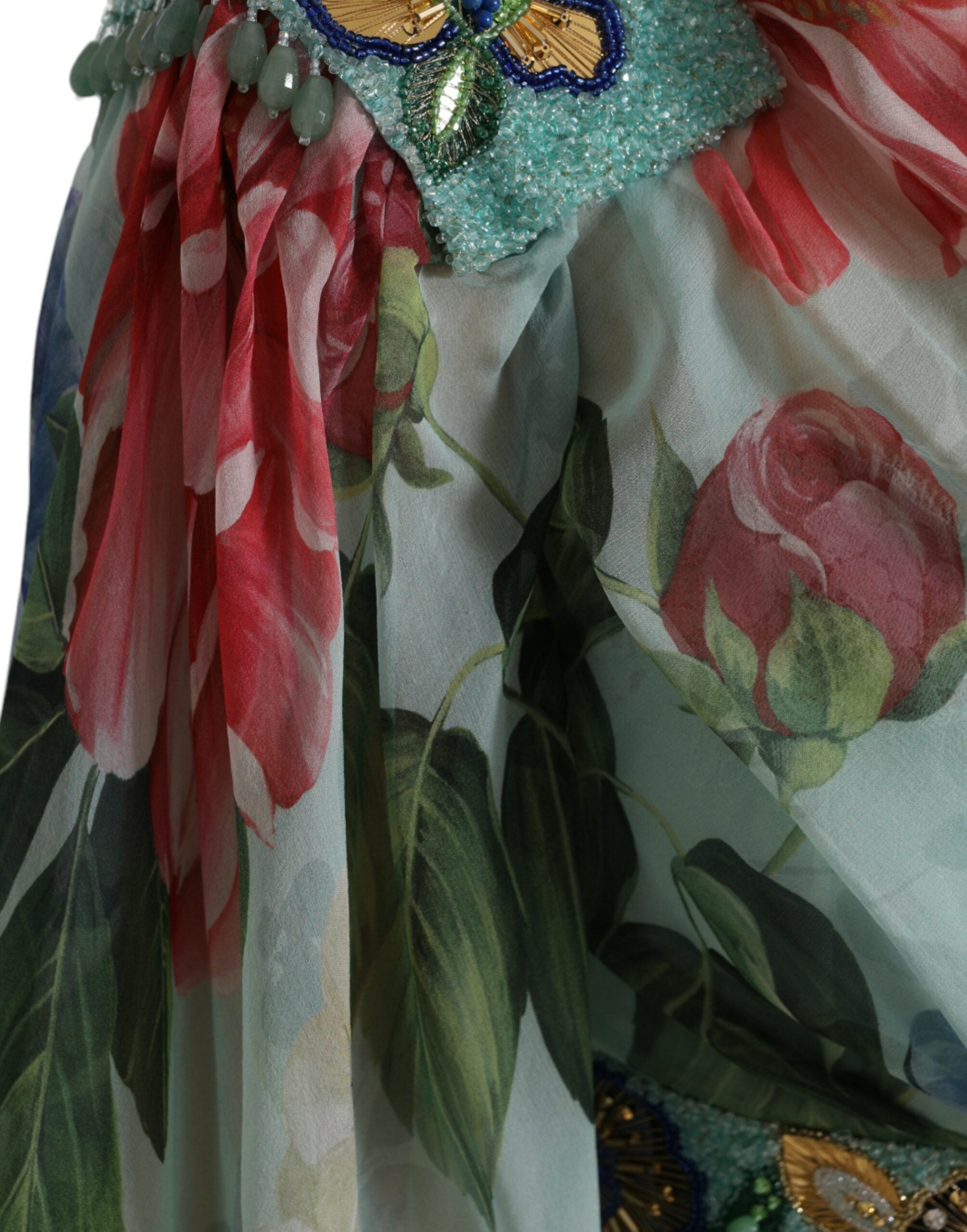 Blauwe bloemenprint gelaagde lange maxi-jurk