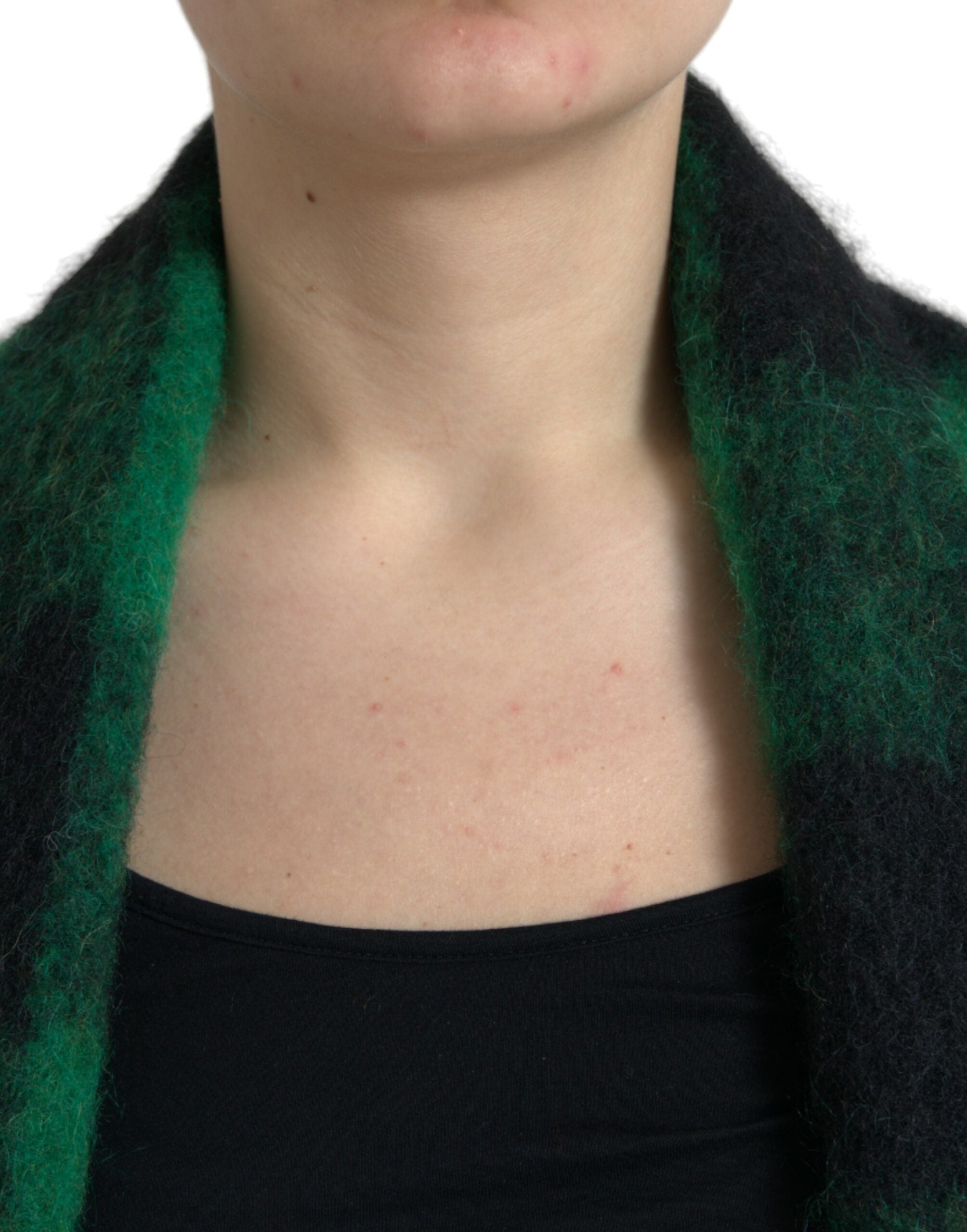 Zwarte groene buffalo ruit poncho jas