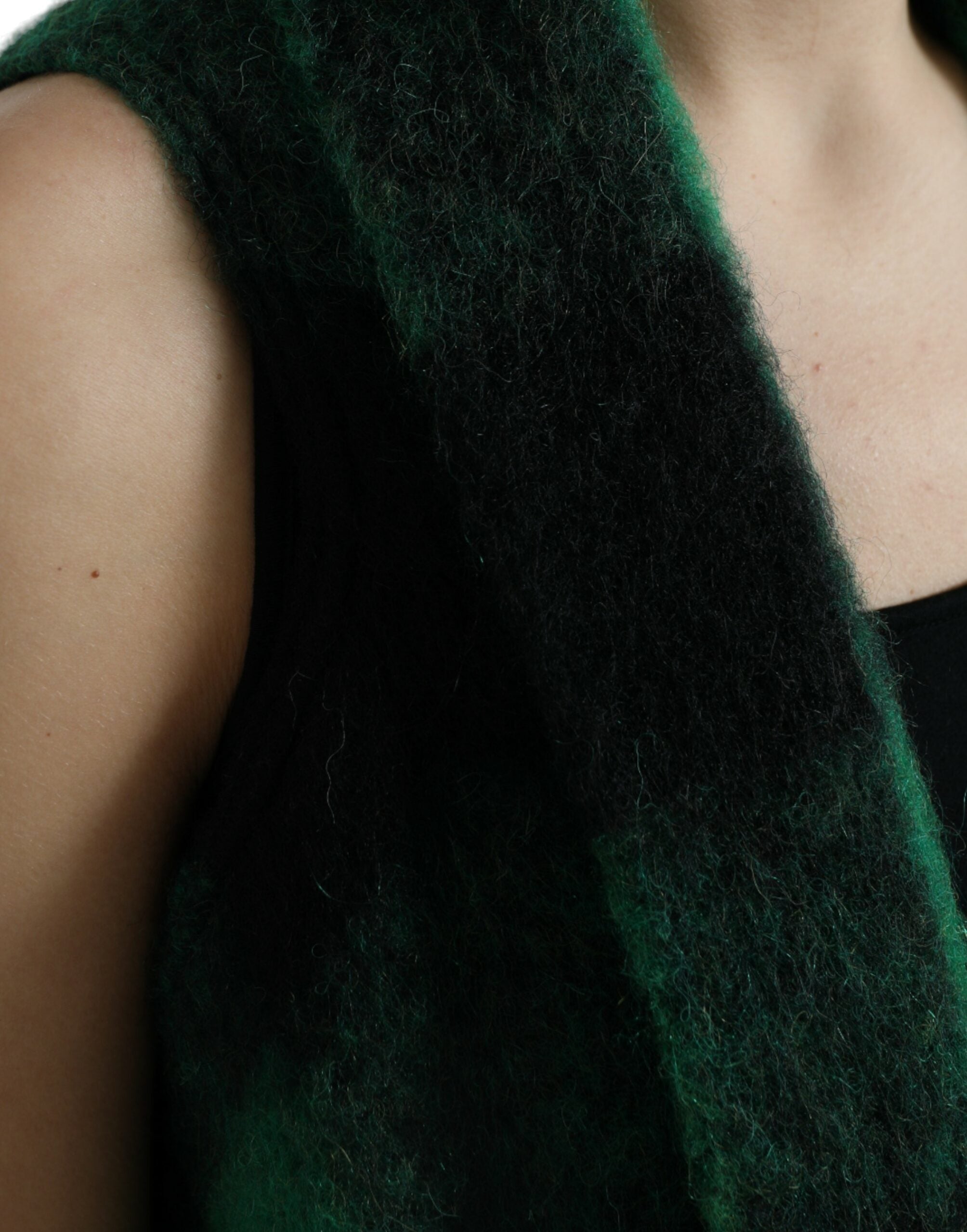 Zwarte groene buffalo ruit poncho jas