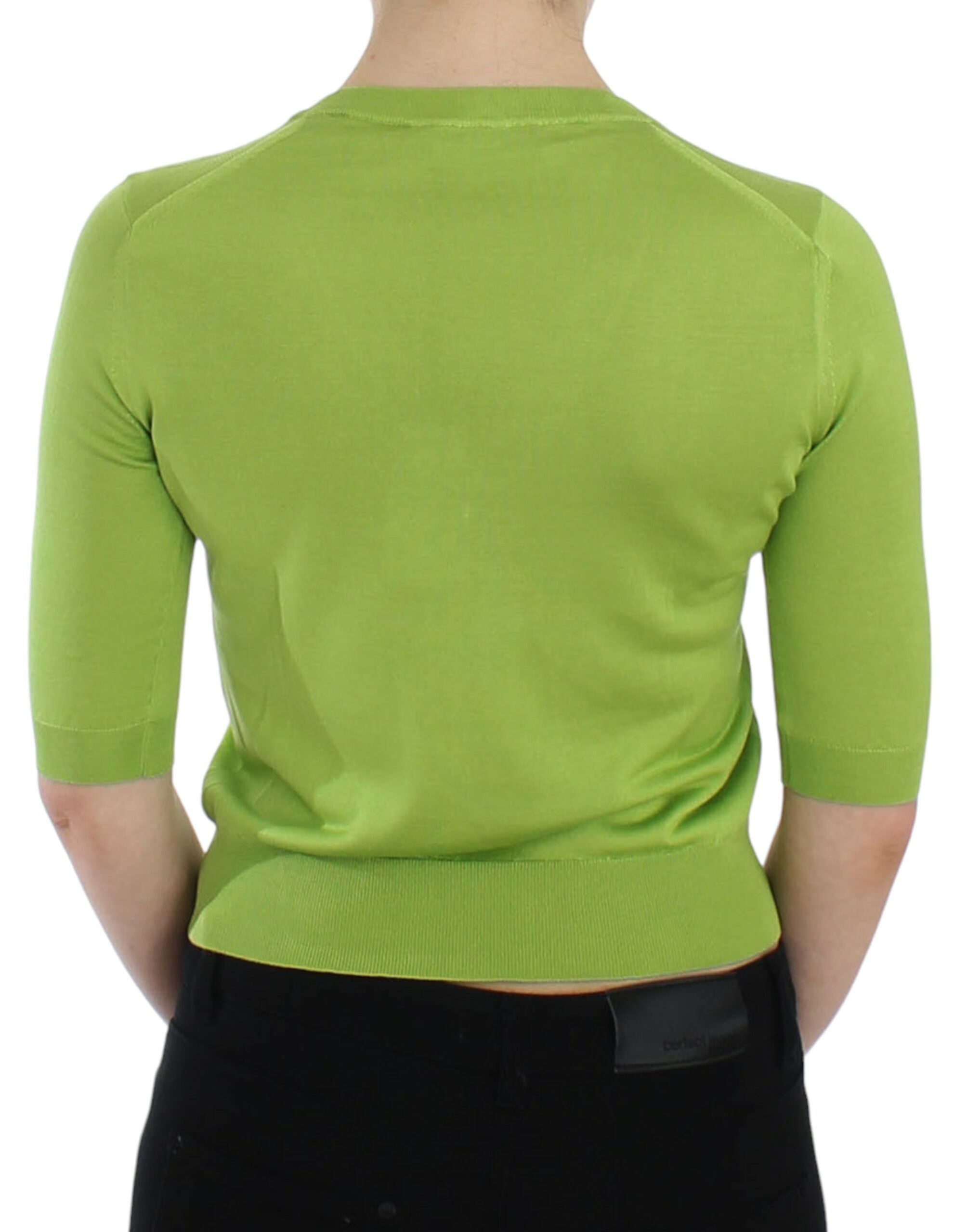 Groene wollen V-hals trui top
