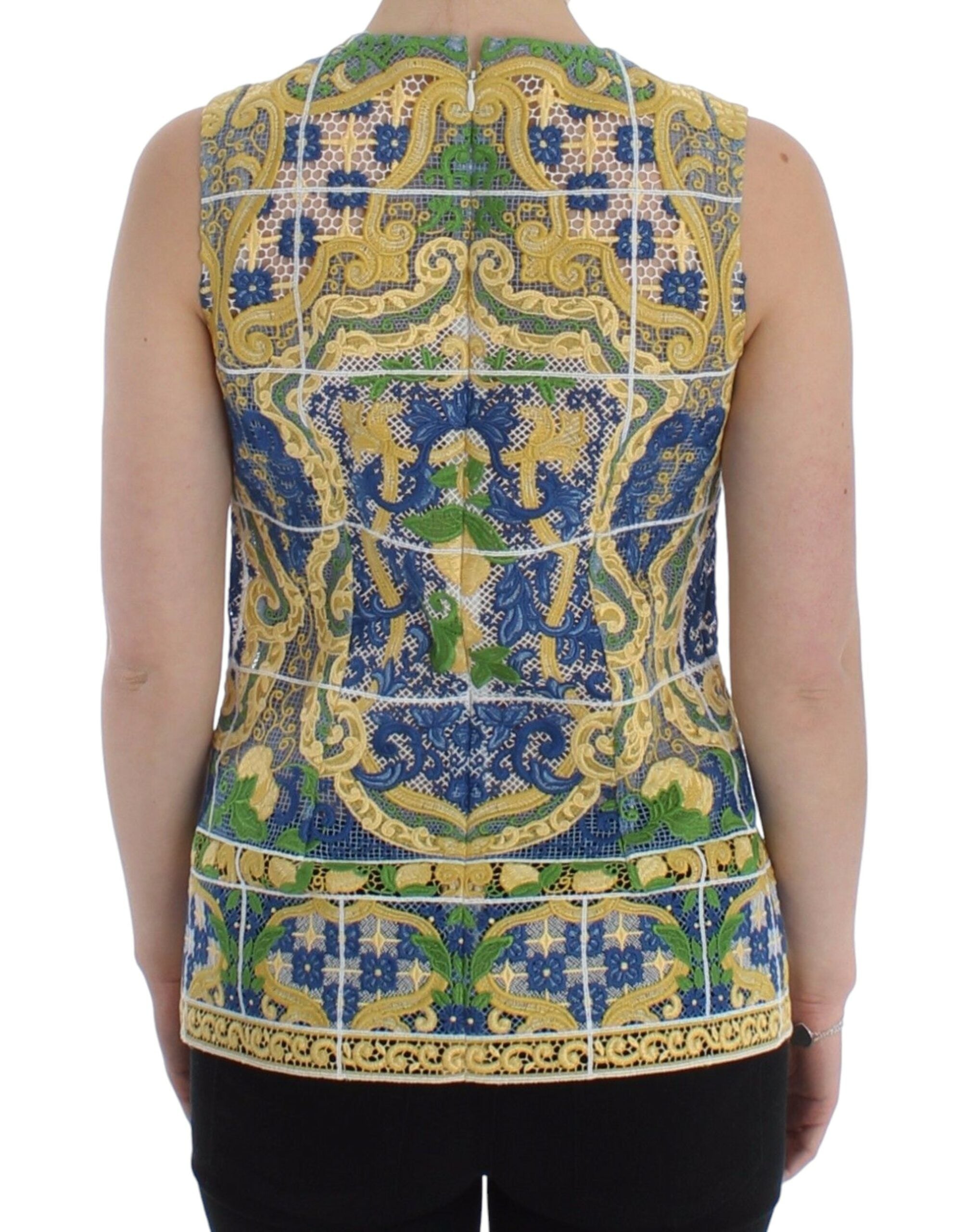 Veelkleurige majolica geborduurde trui