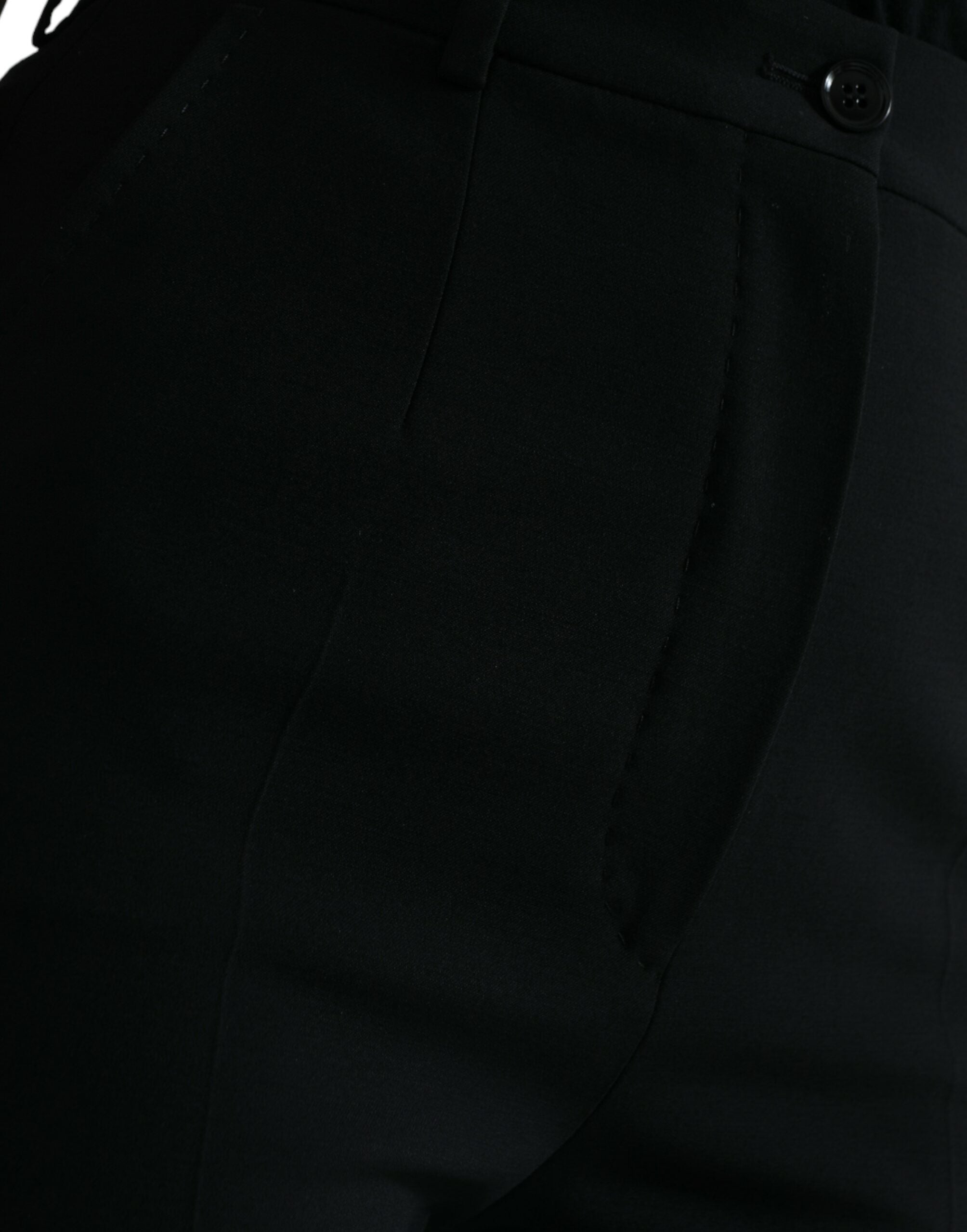 Zwarte wollen hoge taille taps toelopende broek