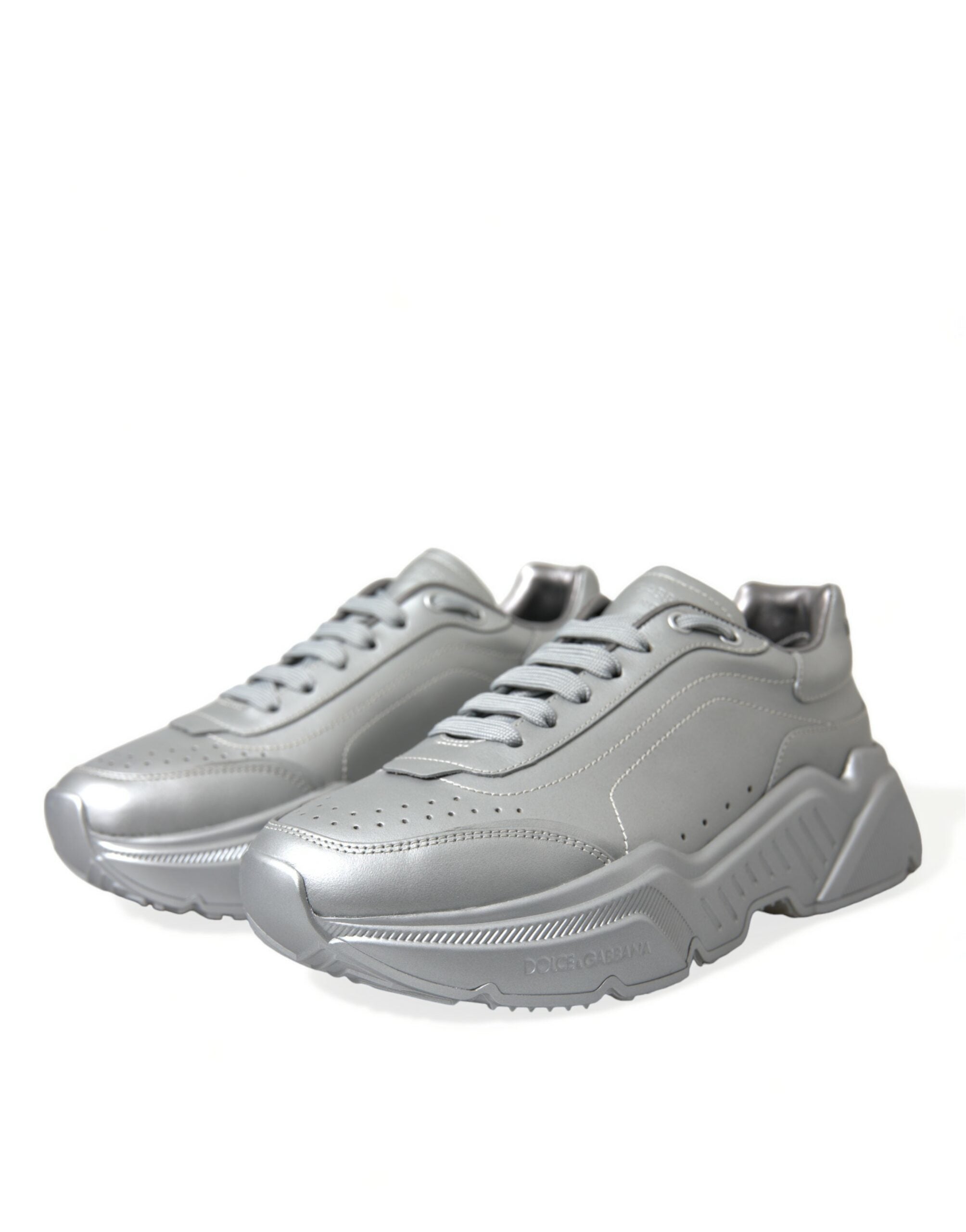 Zilveren DAYMASTER leren heren casual sneakers