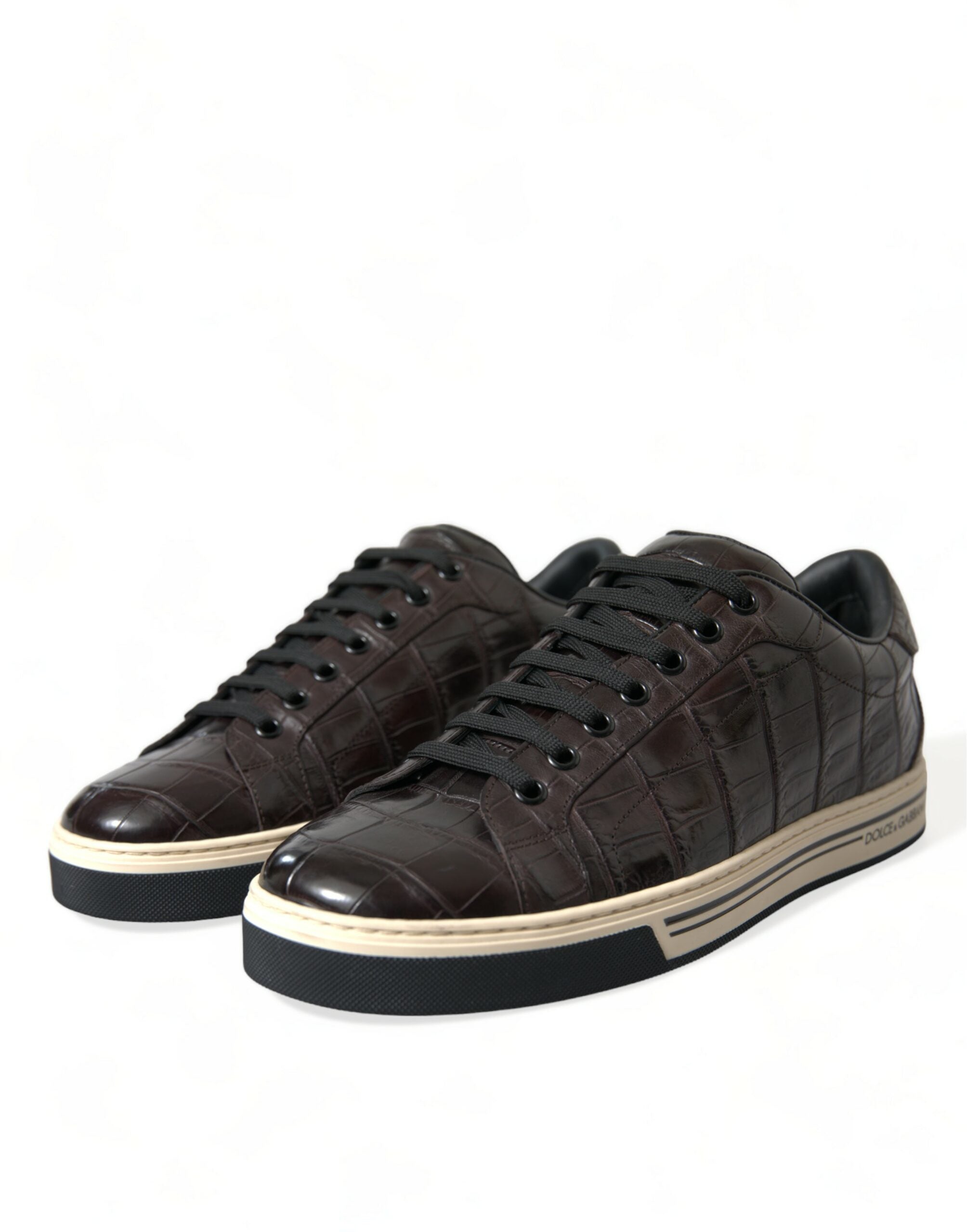 Bruine Croc Exotic leren heren casual sneakers