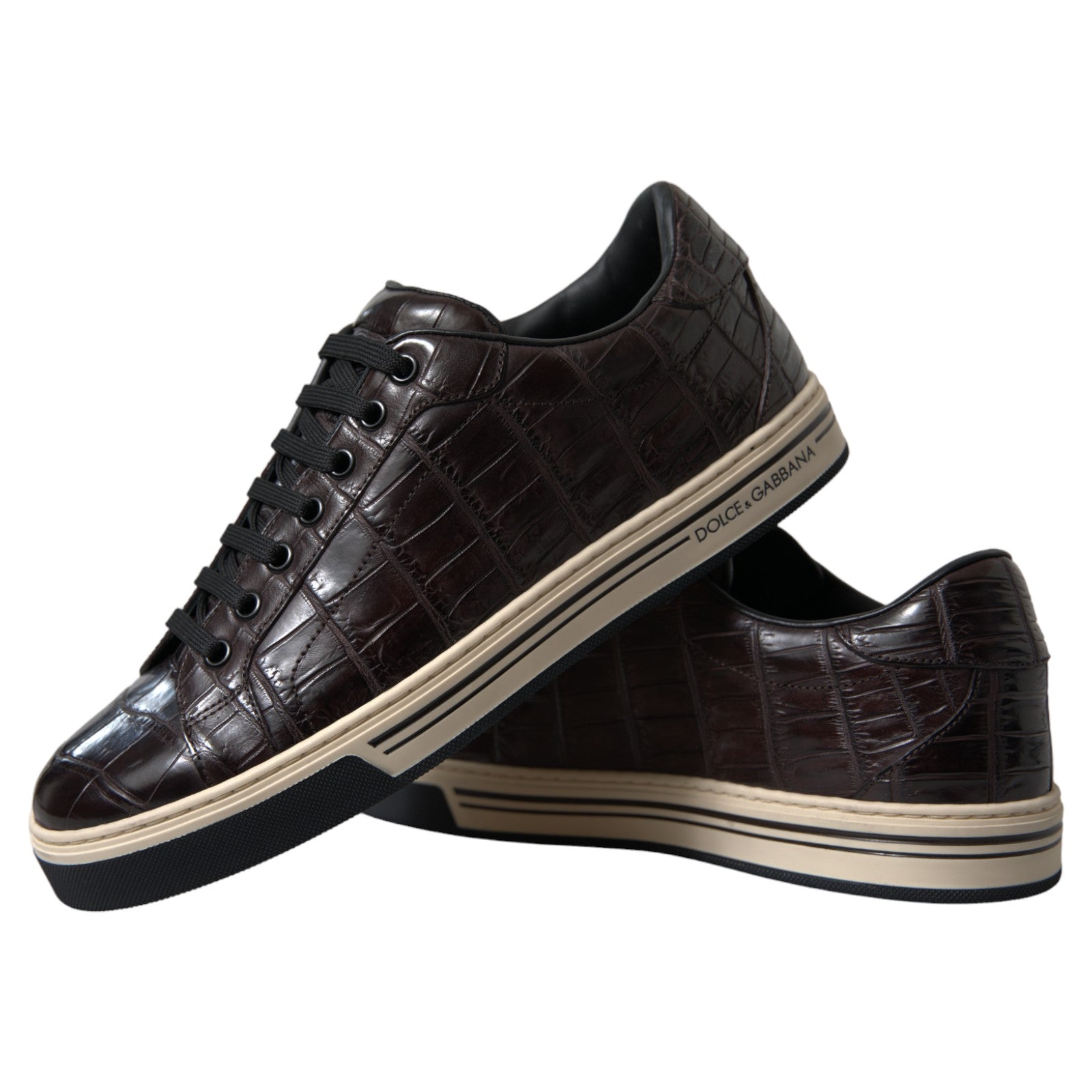 Bruine Croc Exotic leren heren casual sneakers