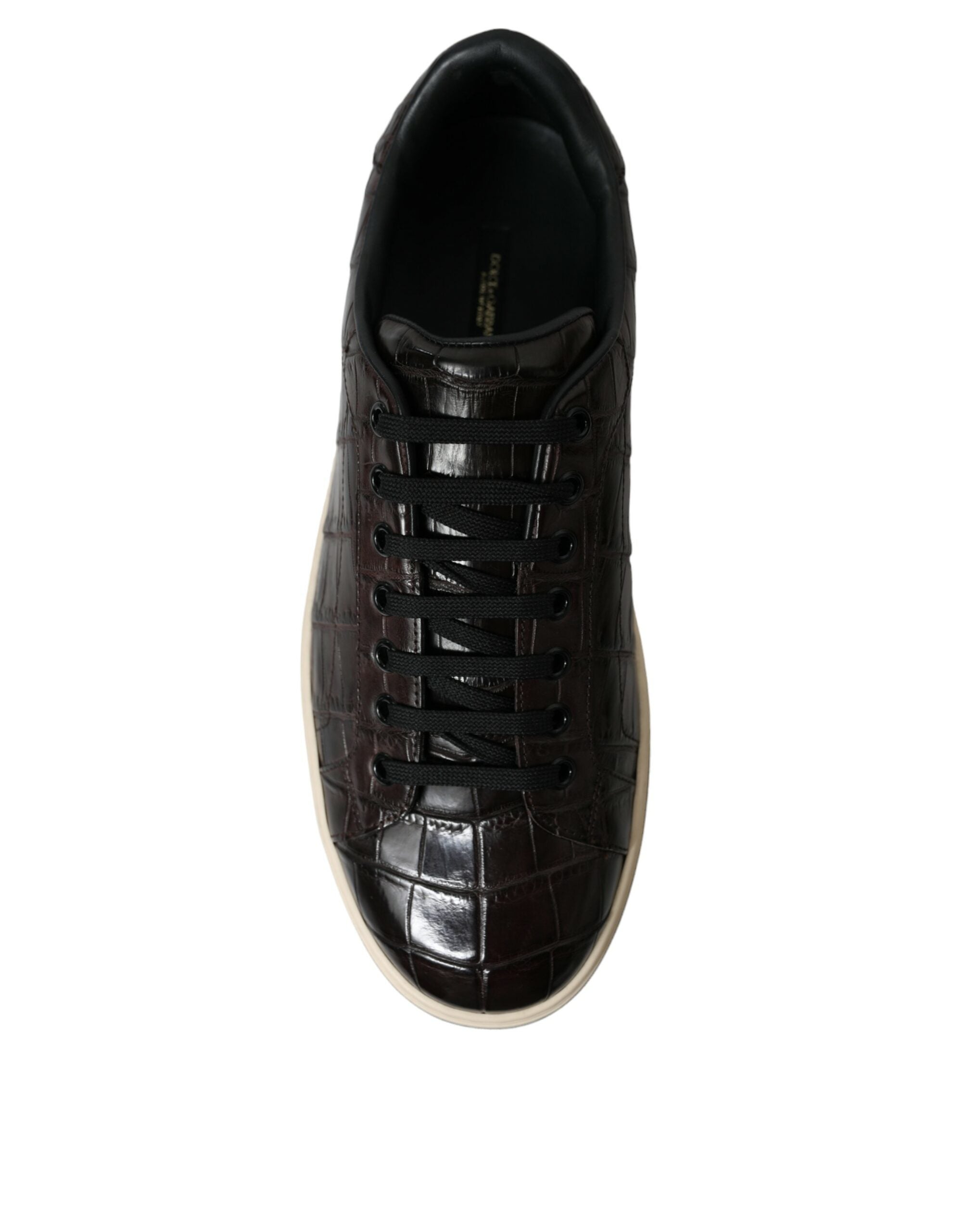 Bruine Croc Exotic leren heren casual sneakers