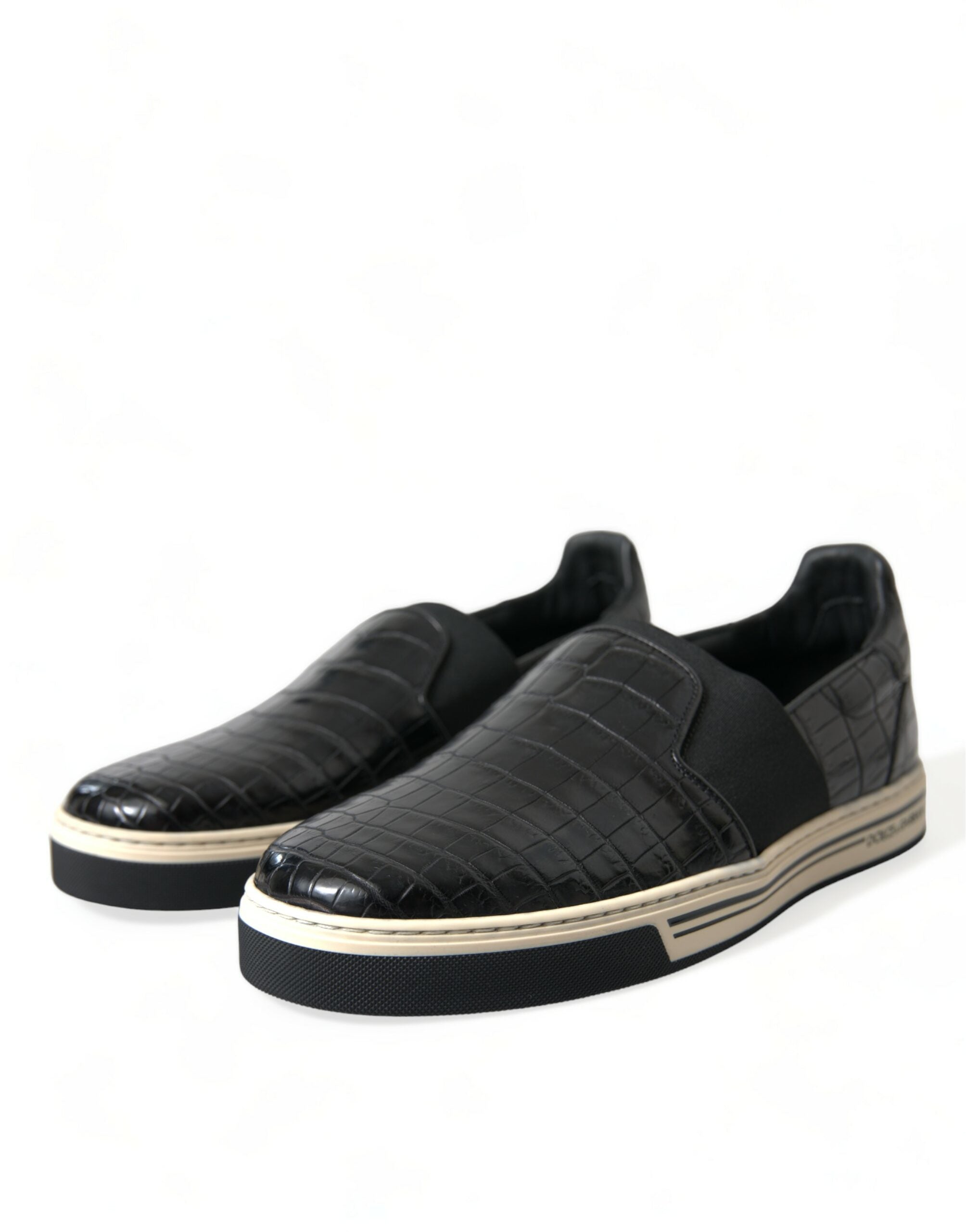 Zwarte Croc Exotic leren sneakers