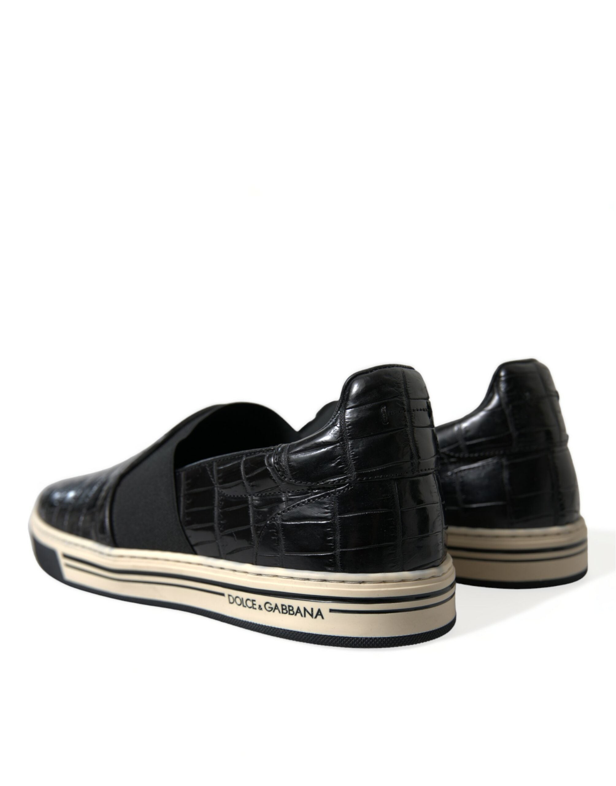 Zwarte Croc Exotic leren sneakers