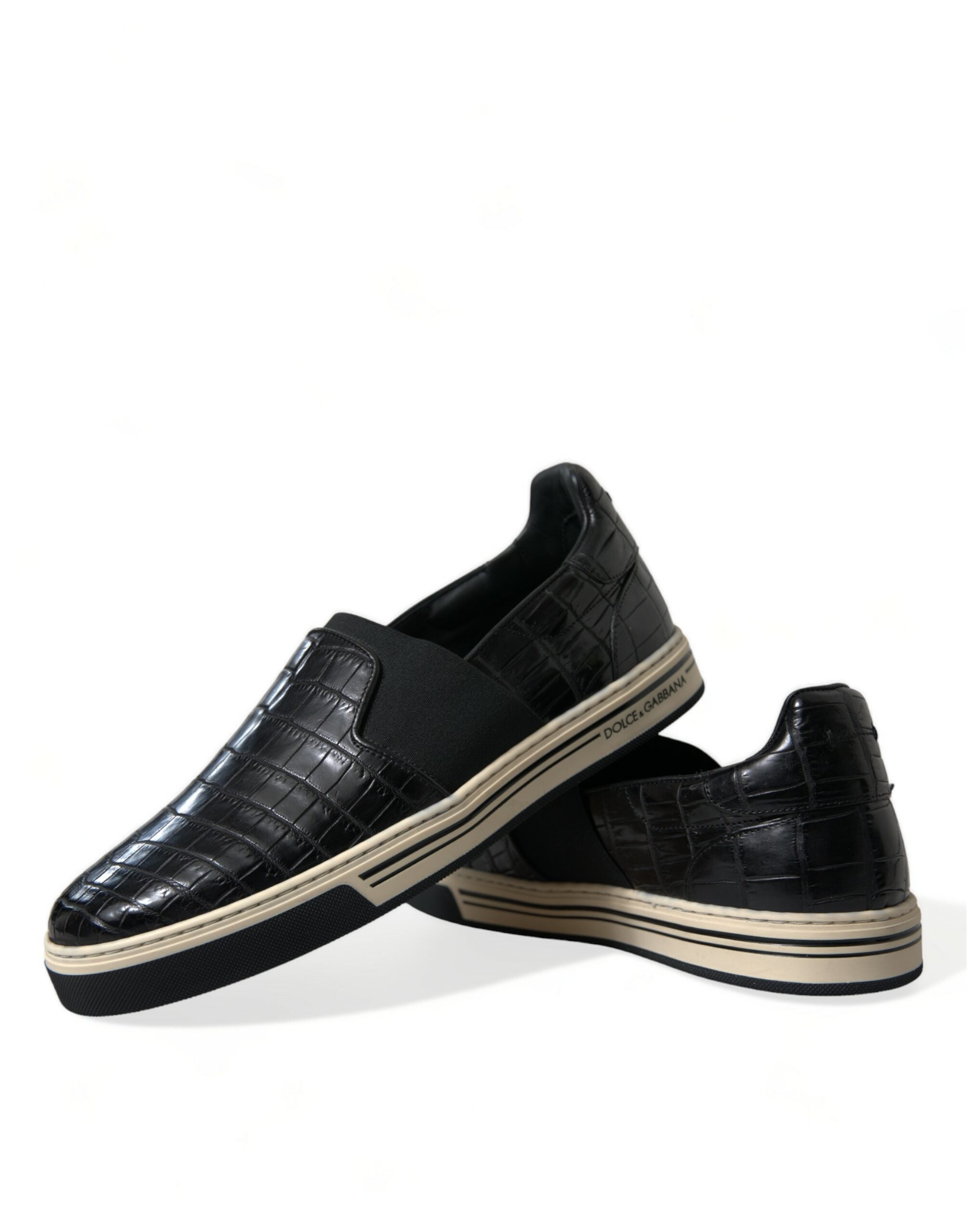 Zwarte Croc Exotic leren sneakers