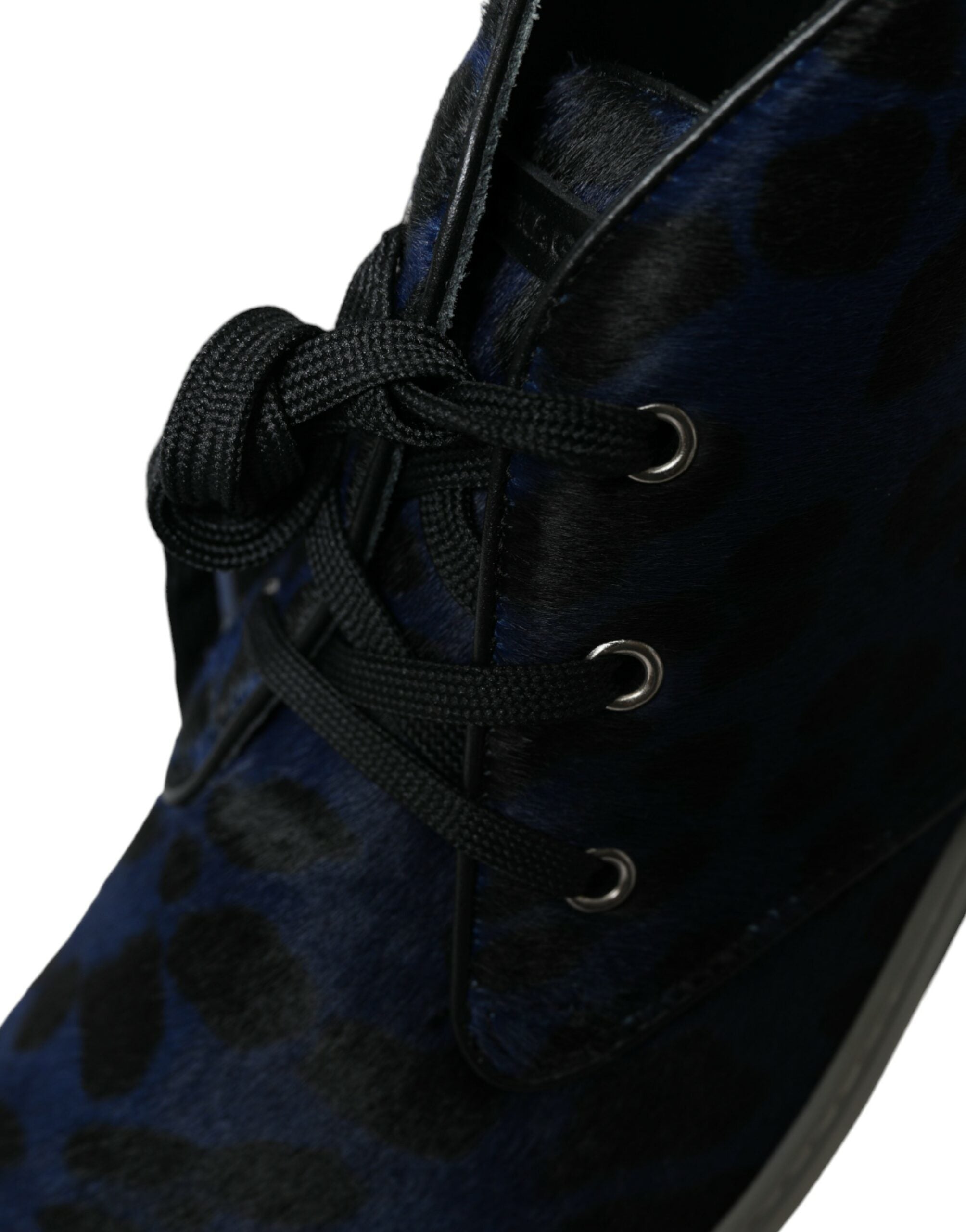 Blauwe kalfsleren luipaard mid-top sneakers