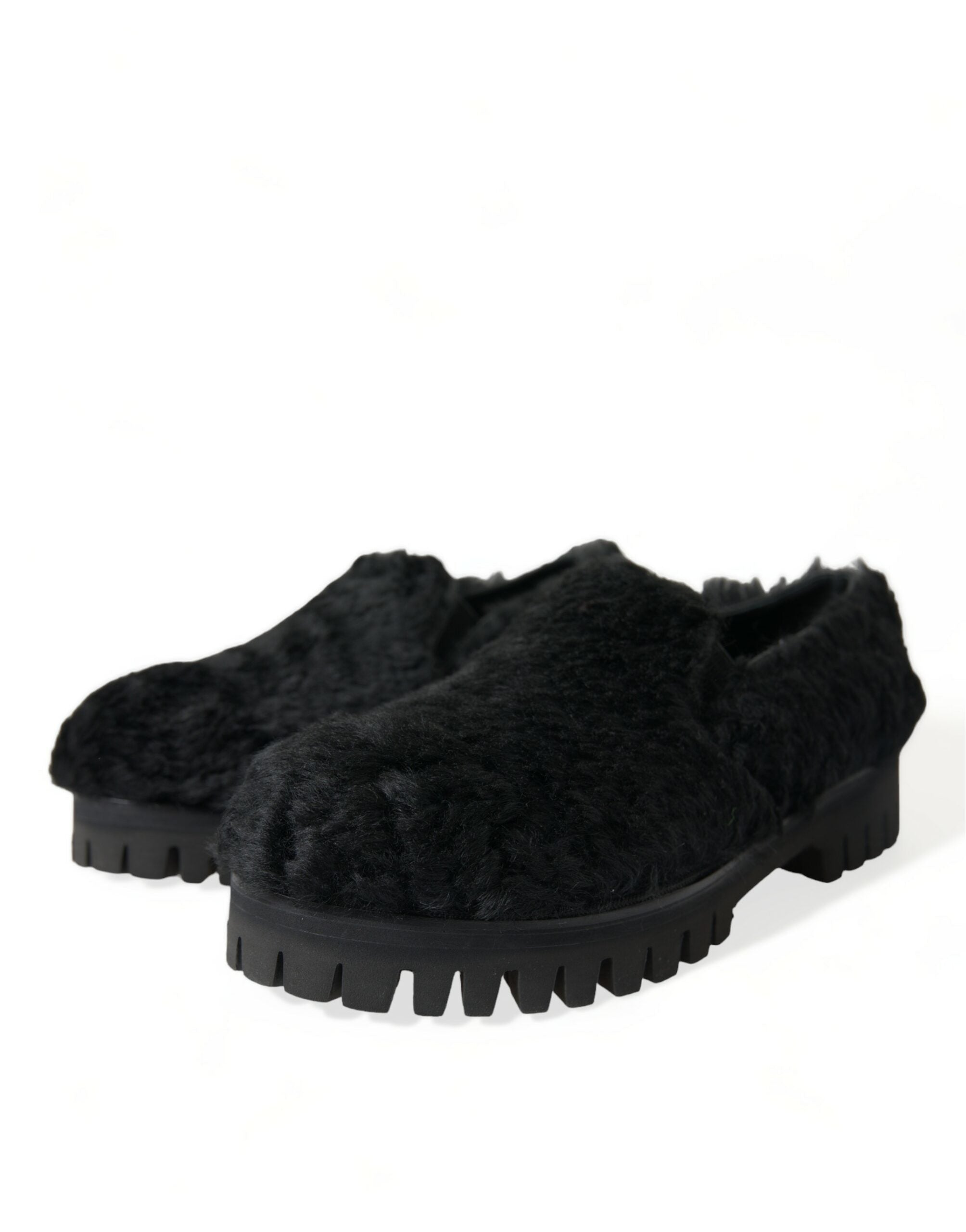 Zwarte bontleren pantoffels