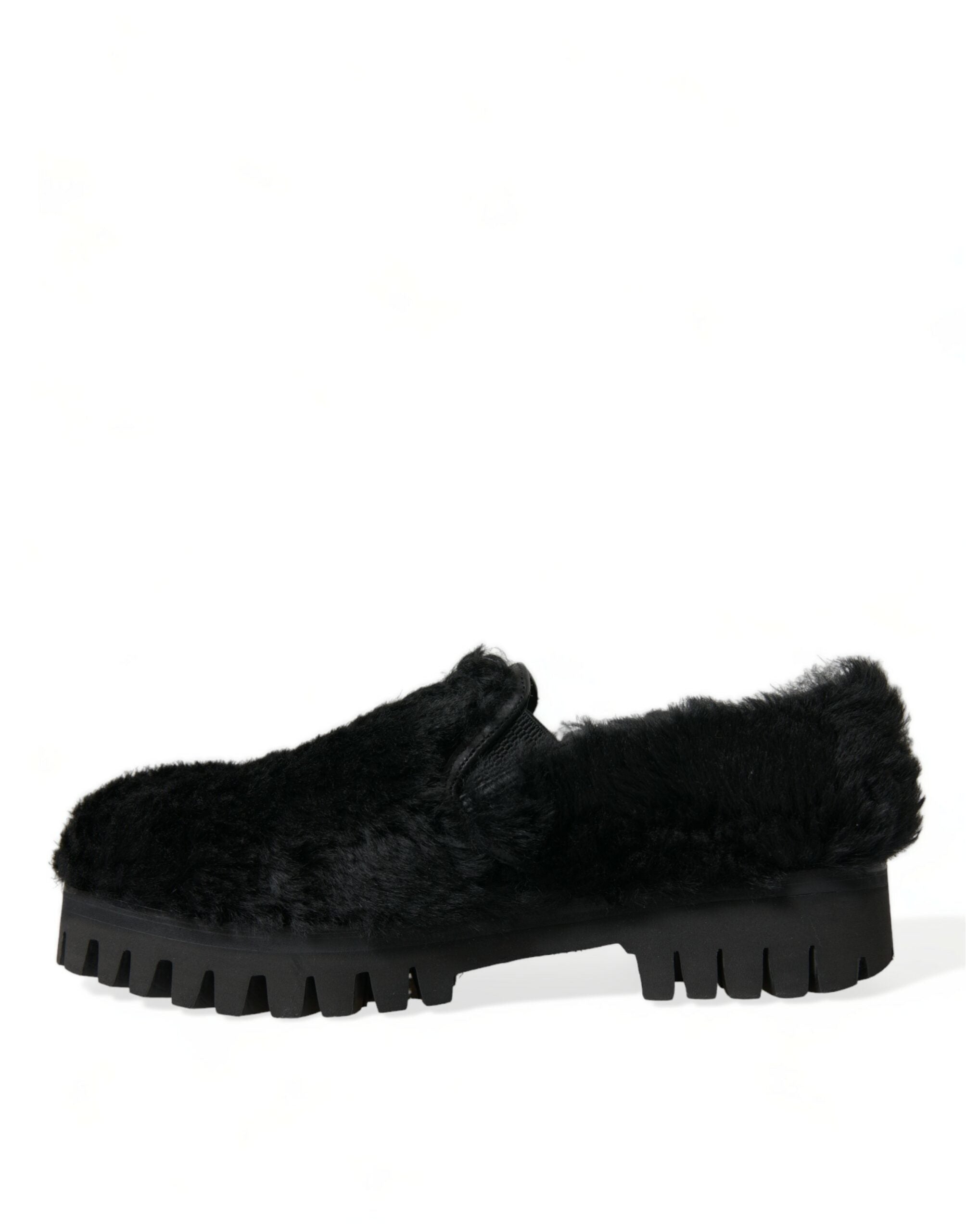 Zwarte bontleren pantoffels