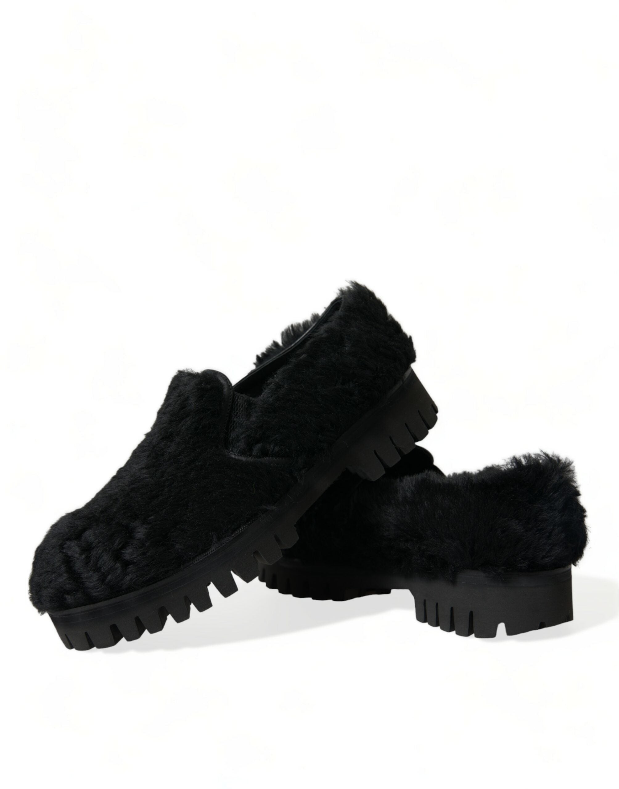 Zwarte bontleren pantoffels