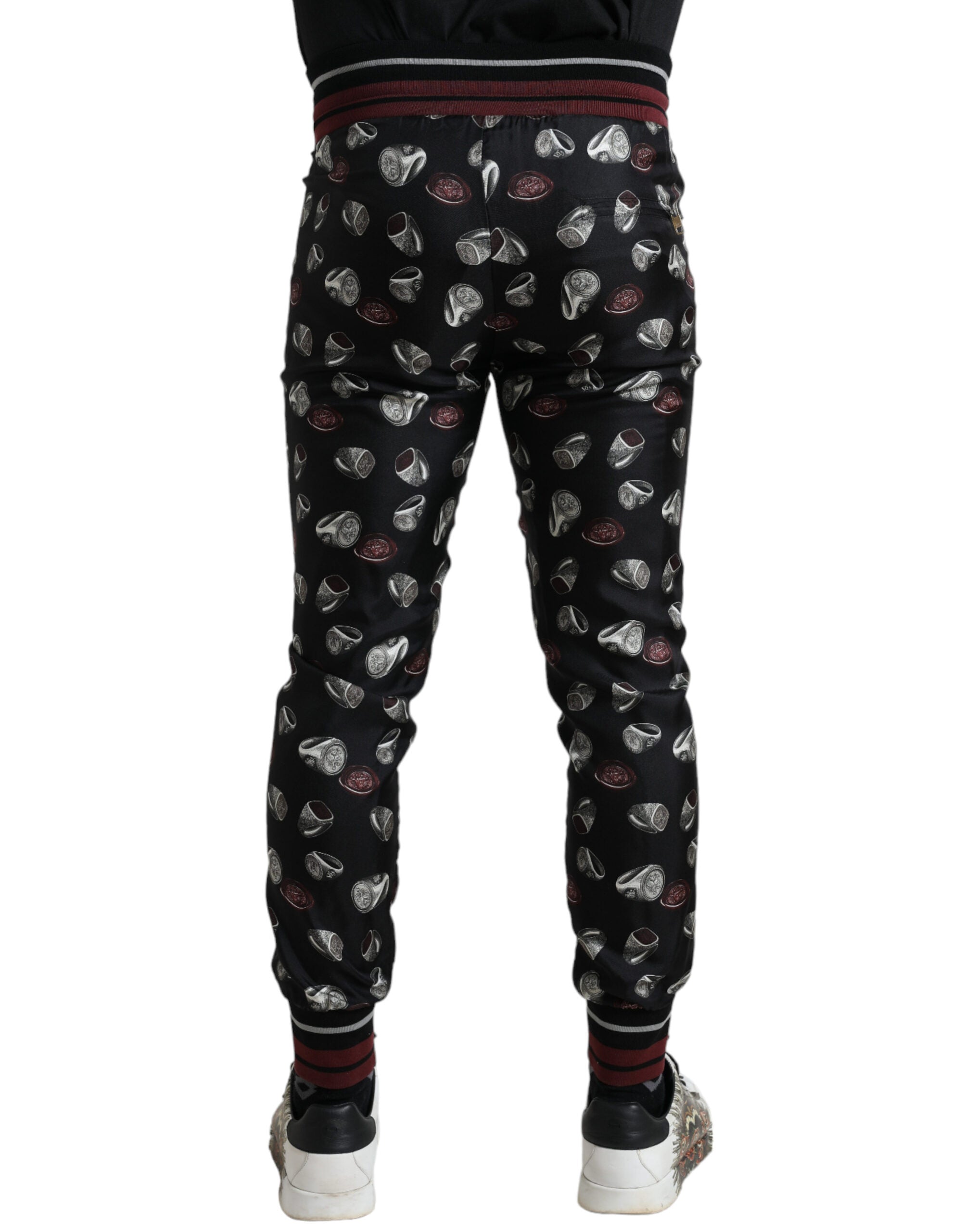 Zwarte ring zijden joggingbroek
