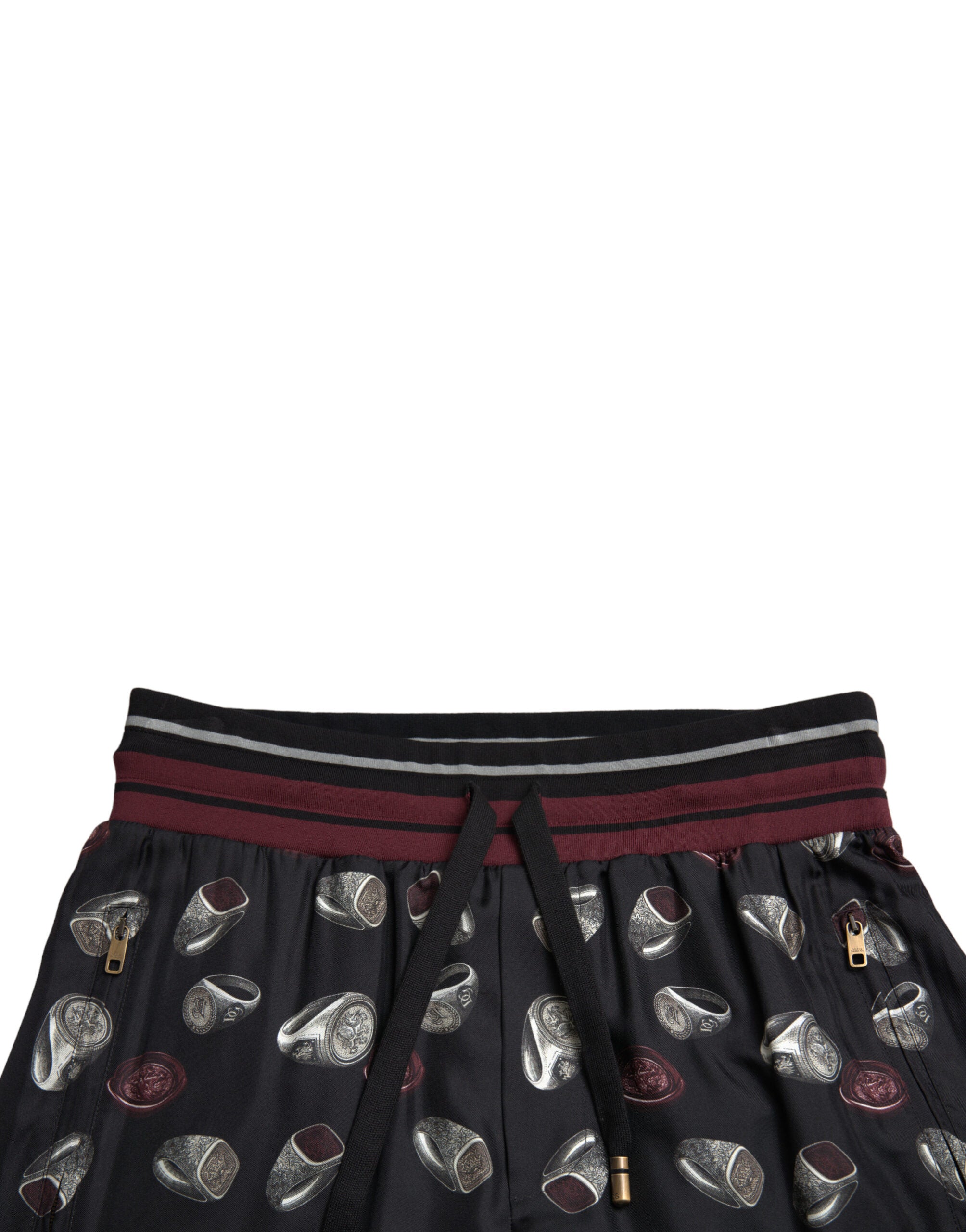 Zwarte ring zijden joggingbroek