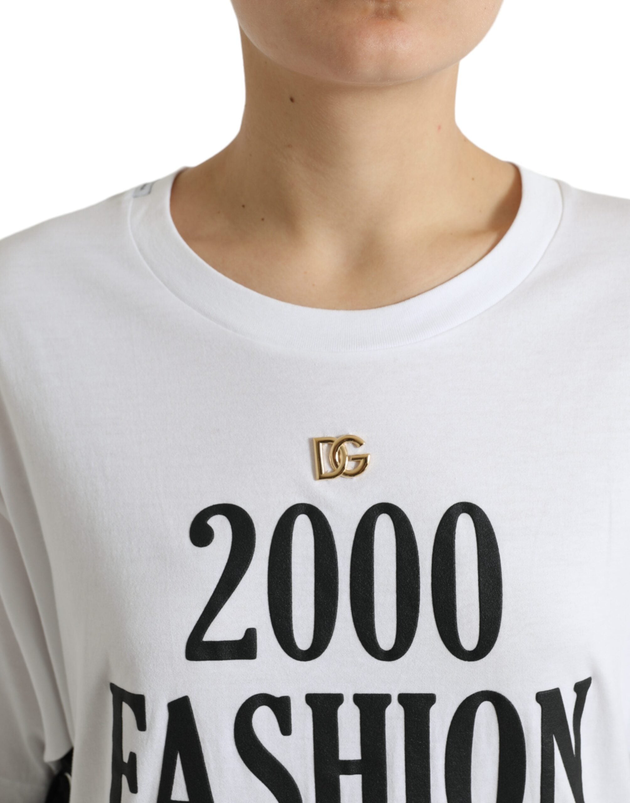 Wit T-shirt met sloganprint en veterdetail