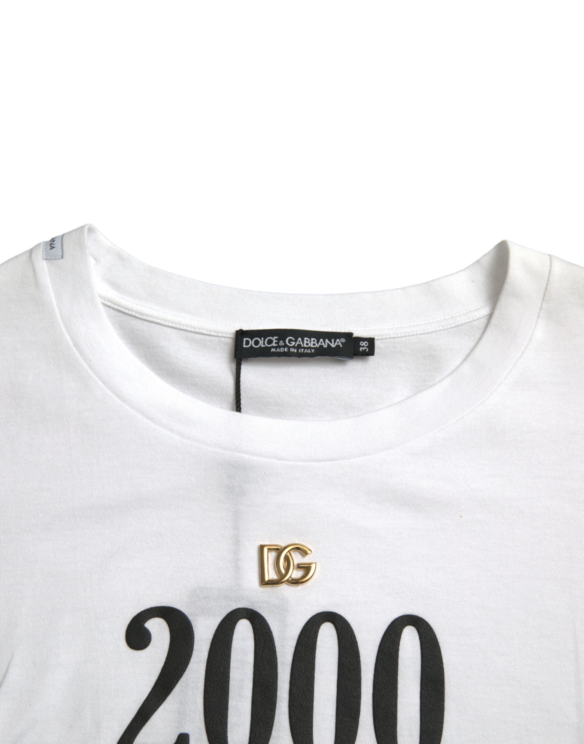 Wit T-shirt met sloganprint en veterdetail