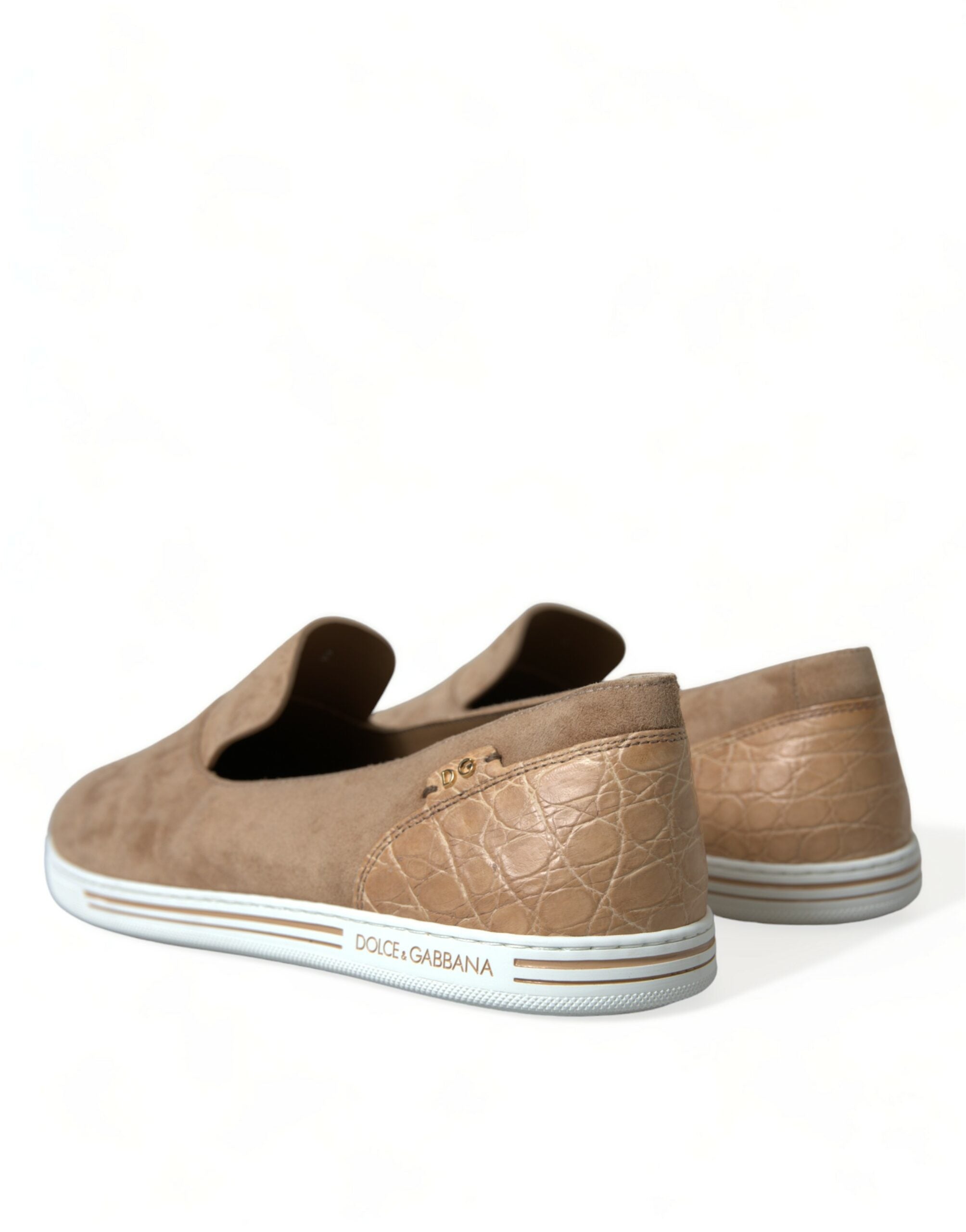 Beige suède Caiman heren loafers pantoffels schoenen