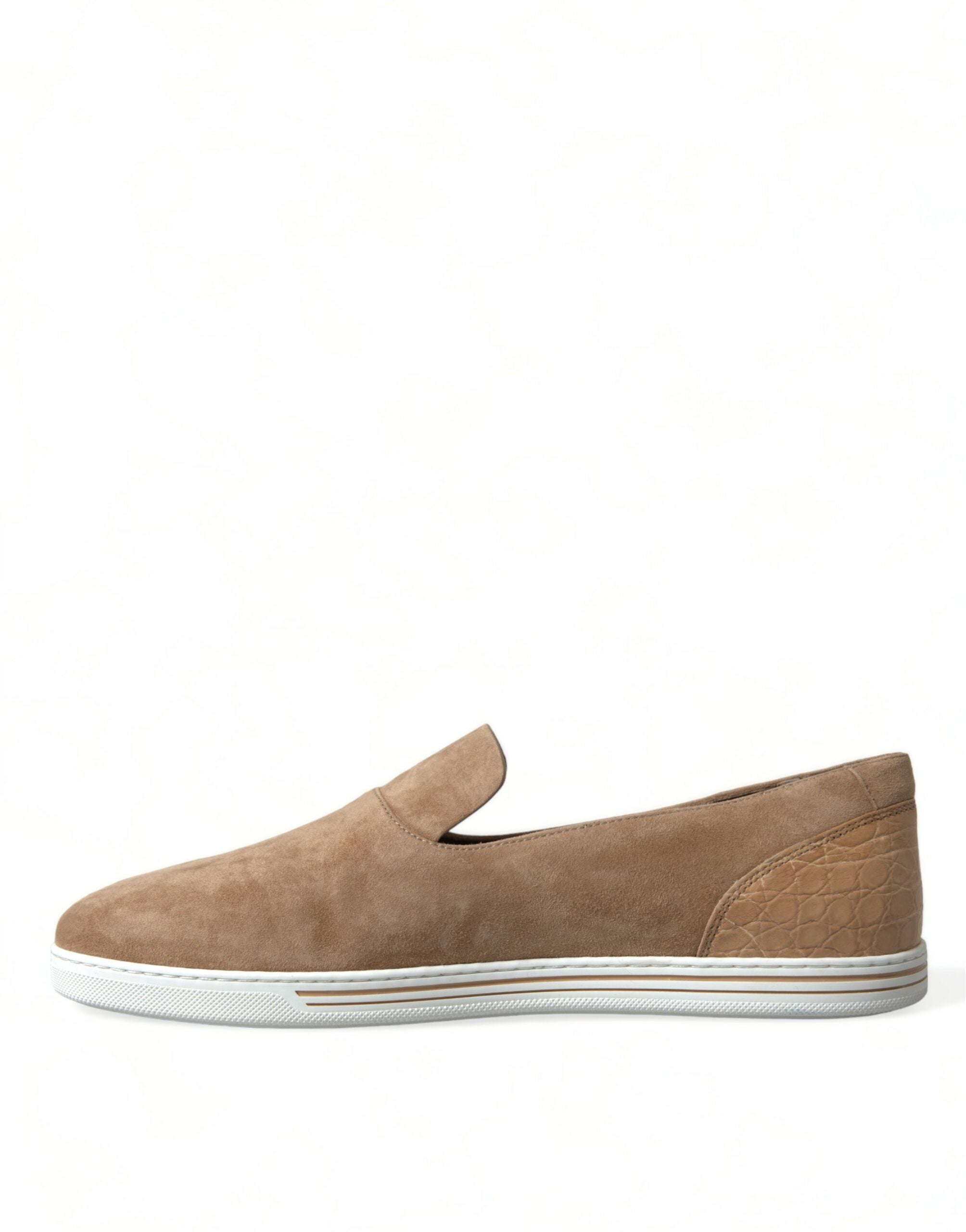 Beige suède Caiman heren loafers pantoffels schoenen