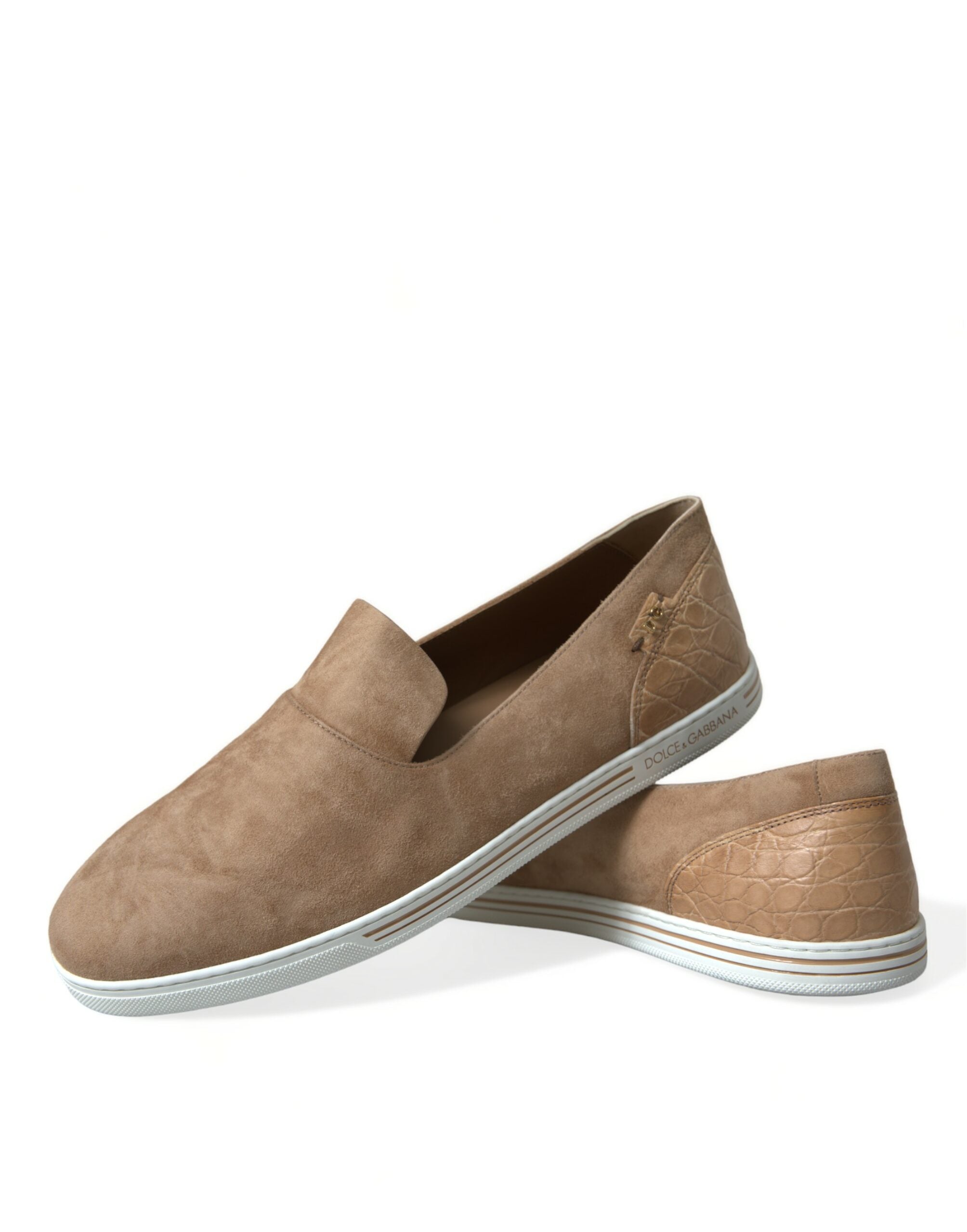 Beige suède Caiman heren loafers pantoffels schoenen