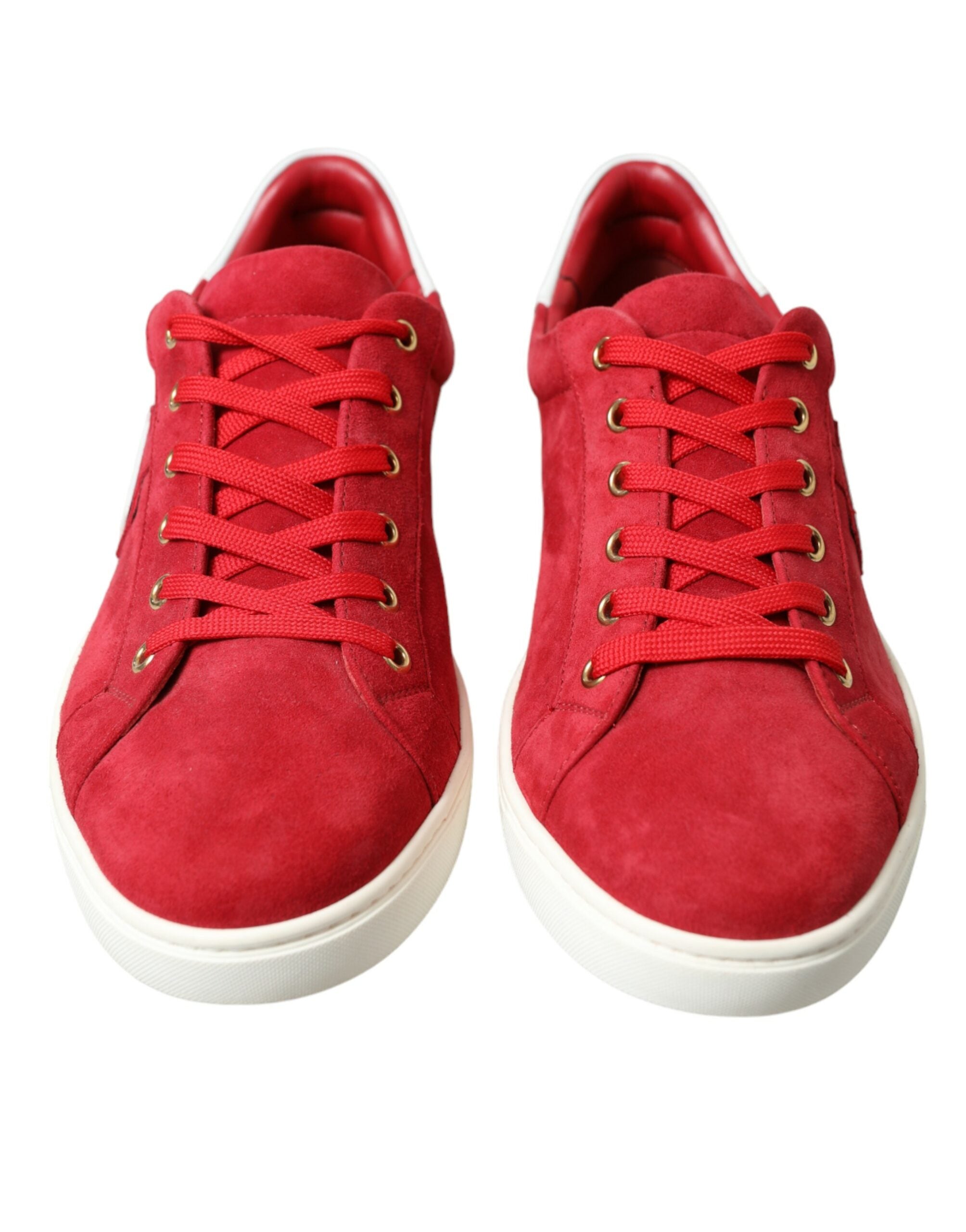 Rode suède leren heren lage sneakers