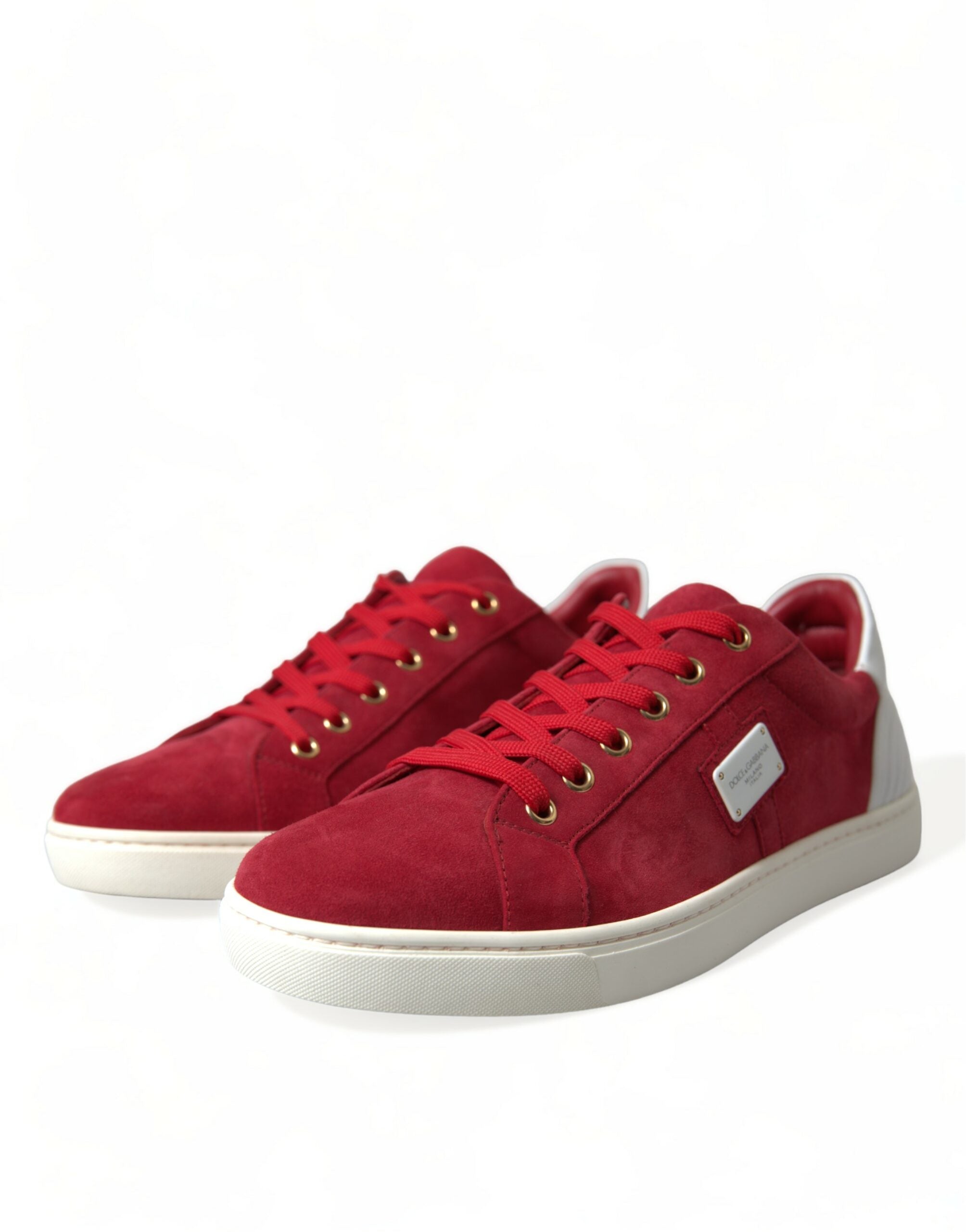 Rode suède leren heren lage sneakers