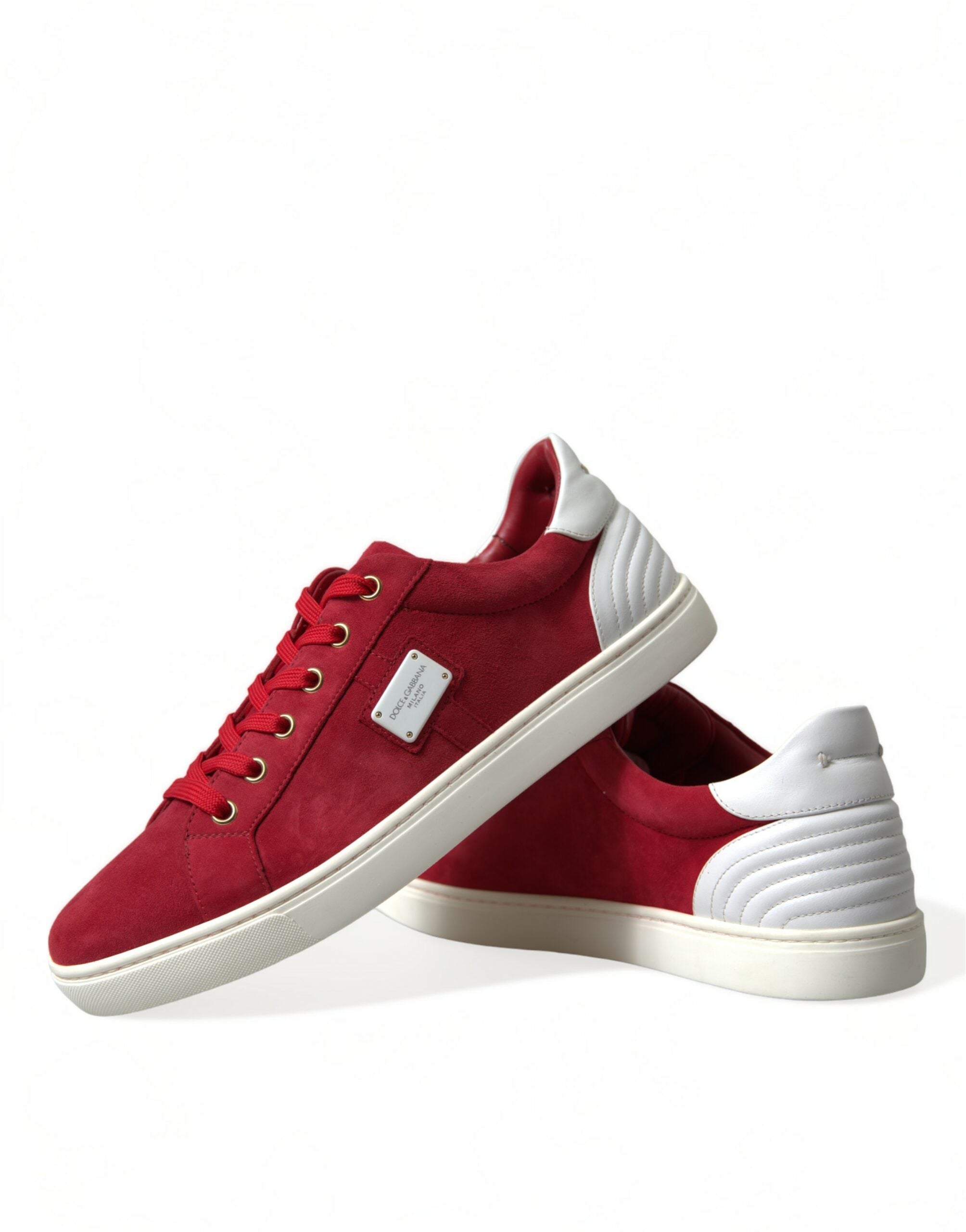 Rode suède leren heren lage sneakers