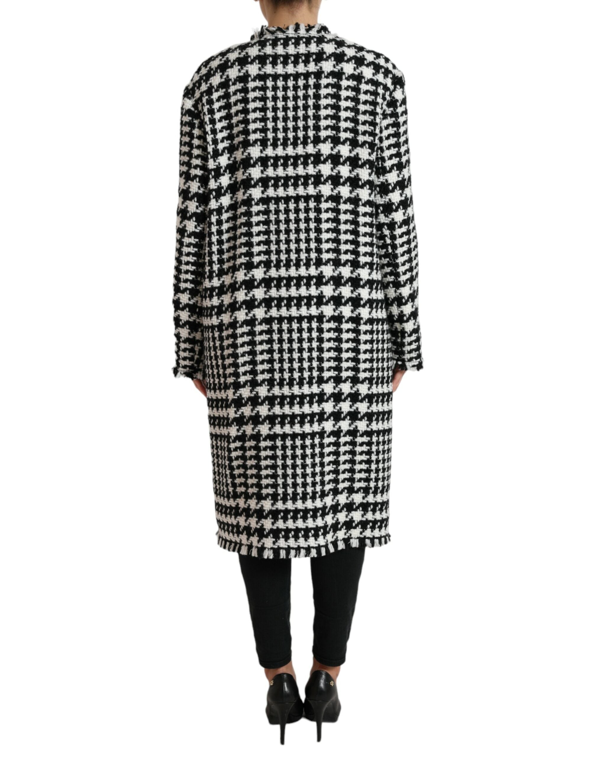 Zwart-wit pied-de-poule trenchcoatjack