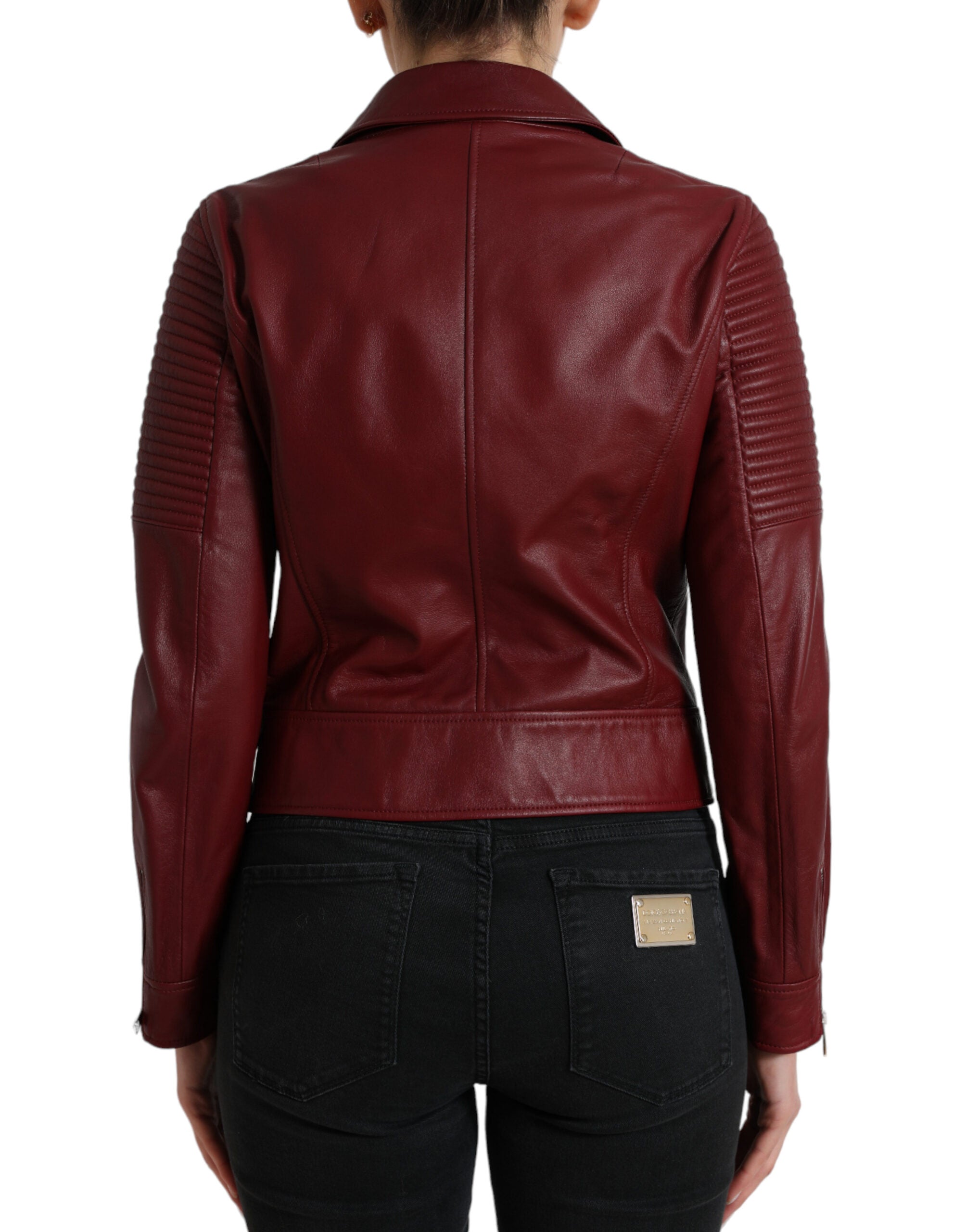 Bordeaux leren bikerjas lamsleren jas