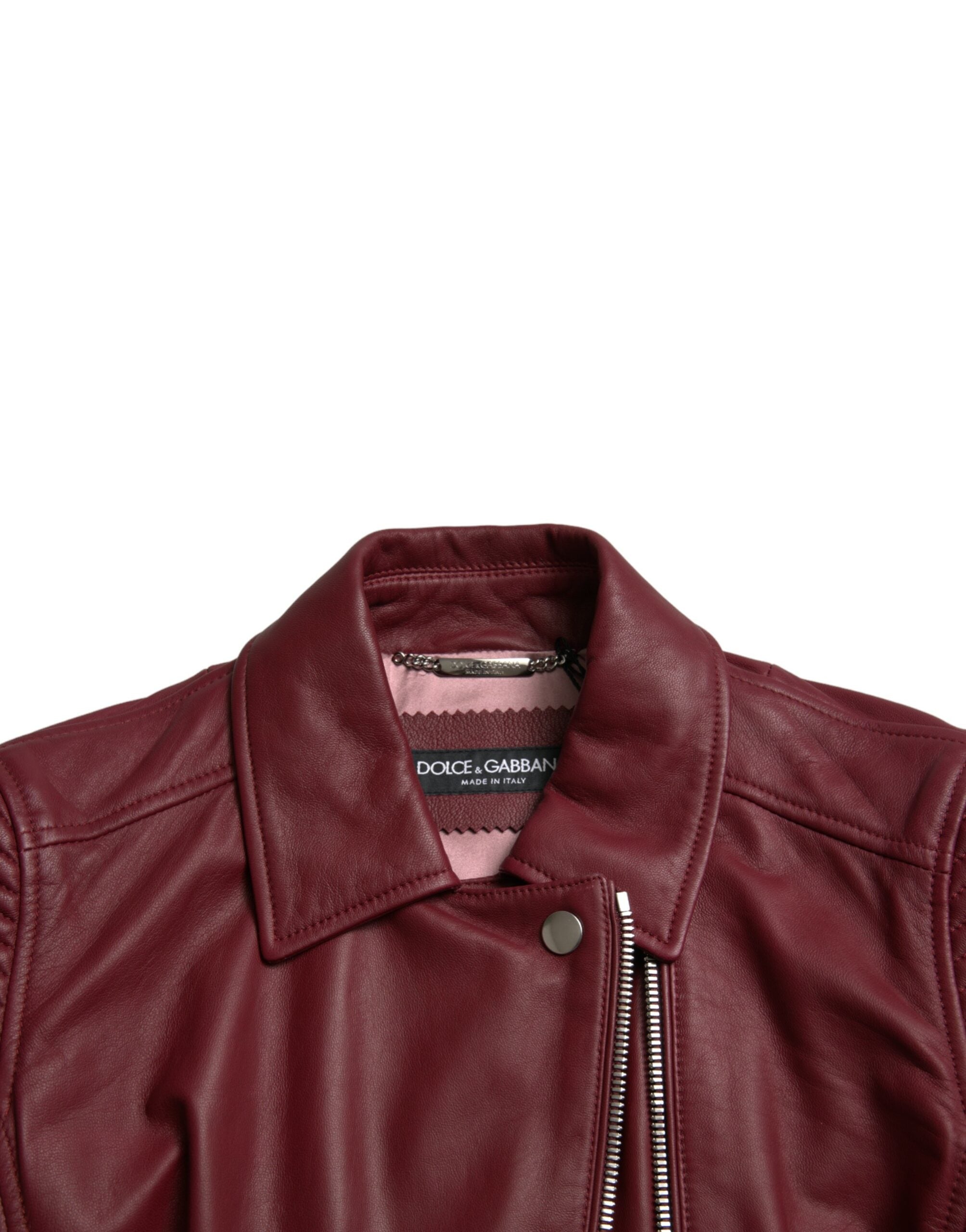 Bordeaux leren bikerjas lamsleren jas