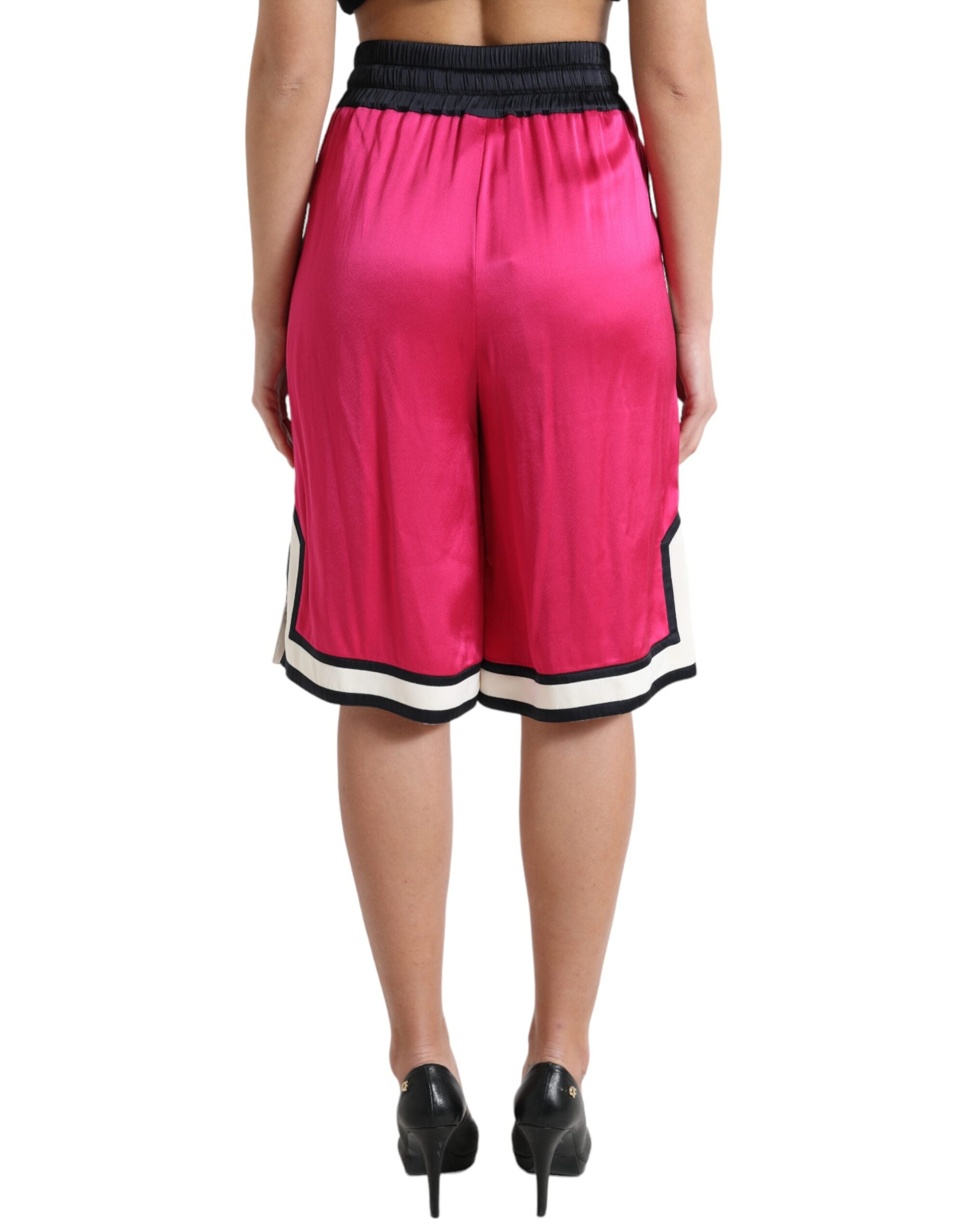 Roze viscose jersey logo hoge taille shorts
