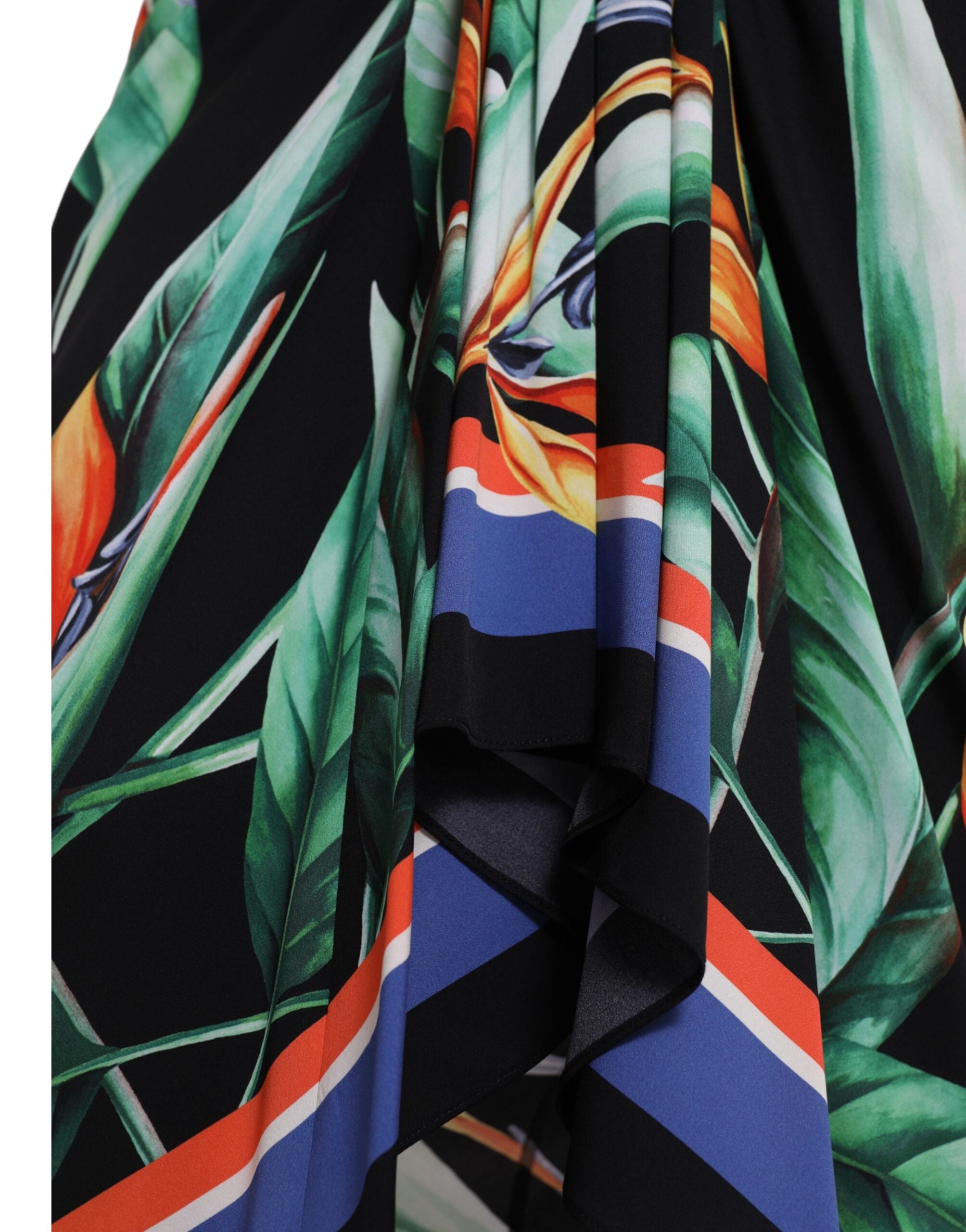 Zwarte Strelitzia High Waist Wikkel Midi Rok