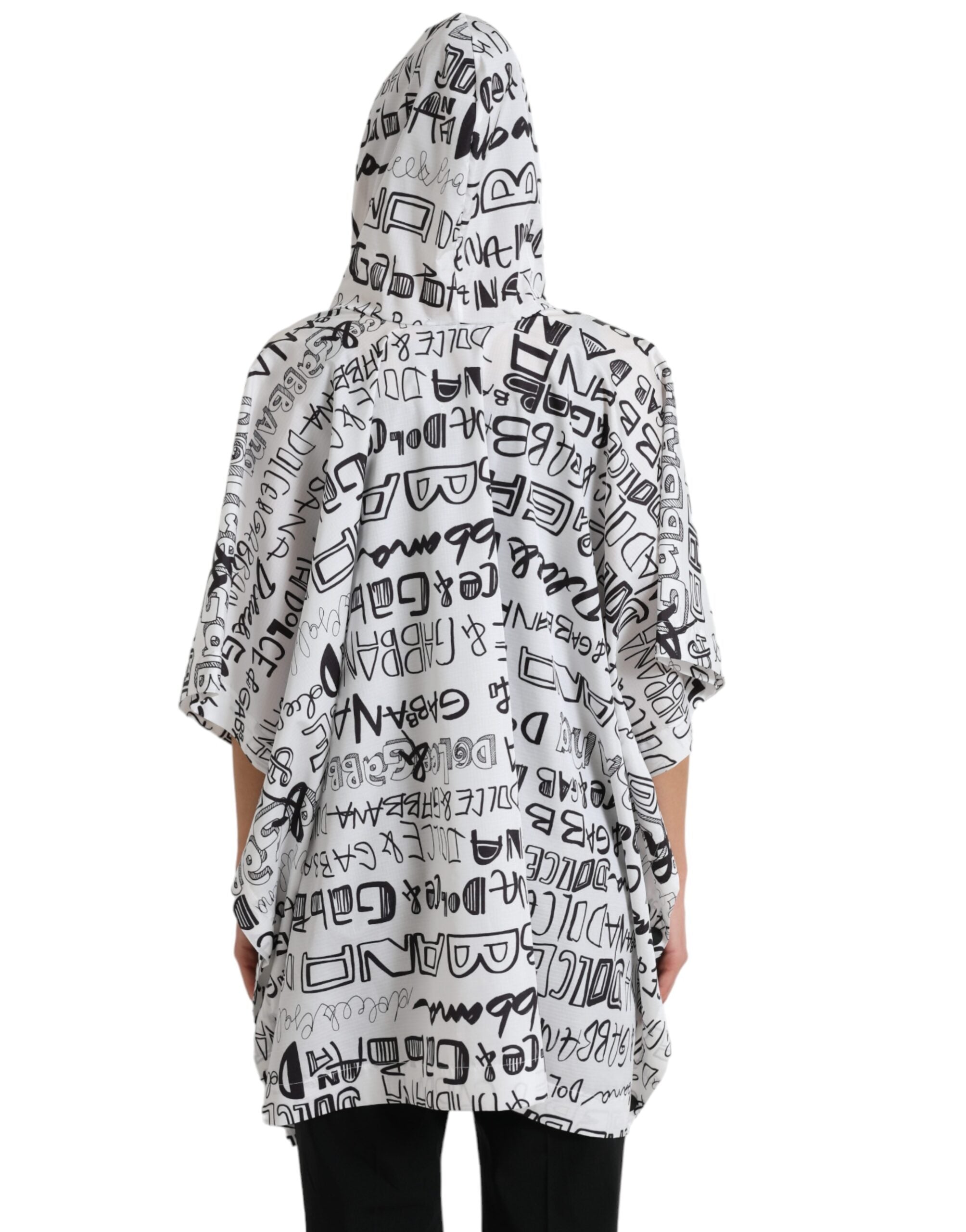 Witte hoodie met logoprint en capuchon