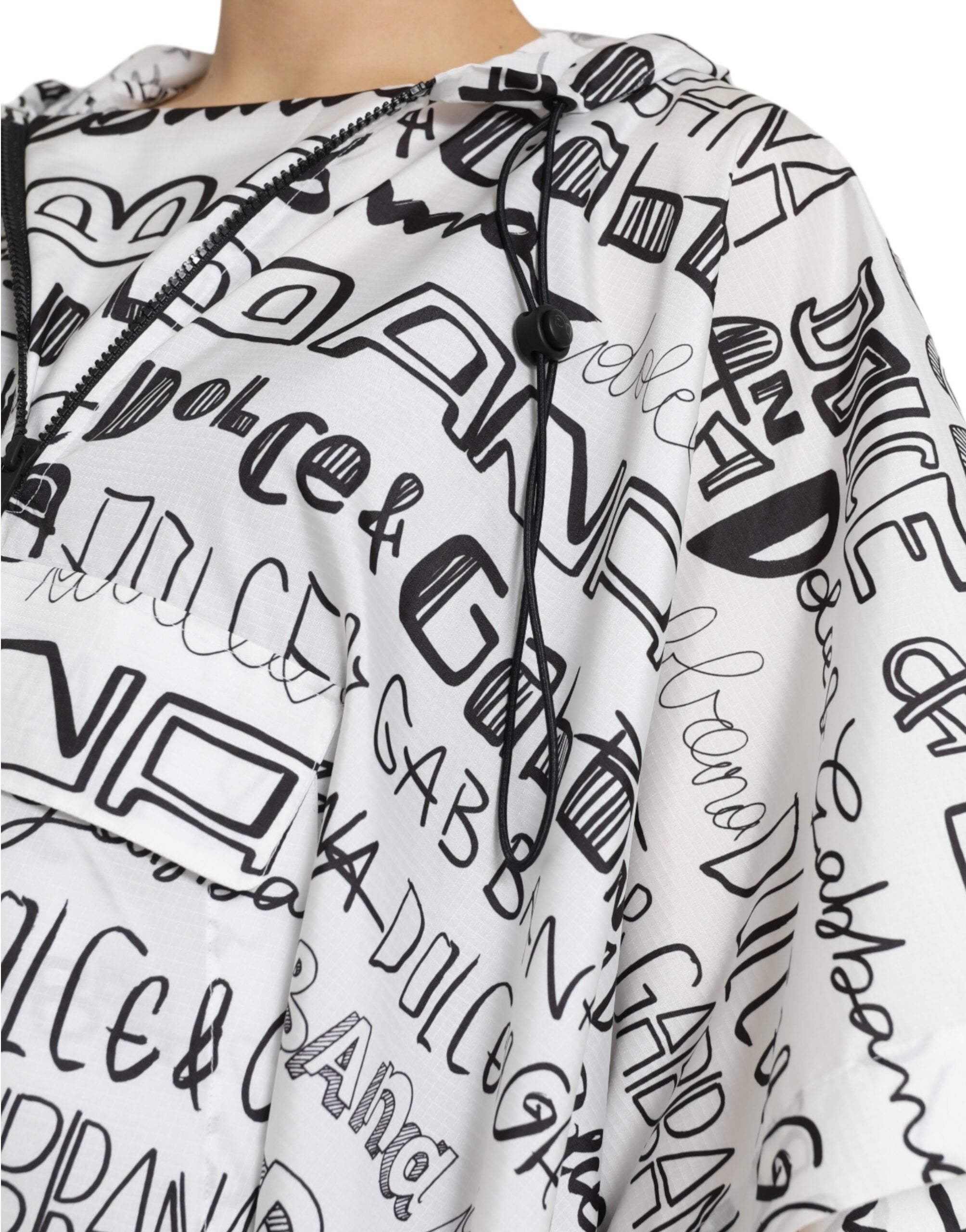 Witte hoodie met logoprint en capuchon
