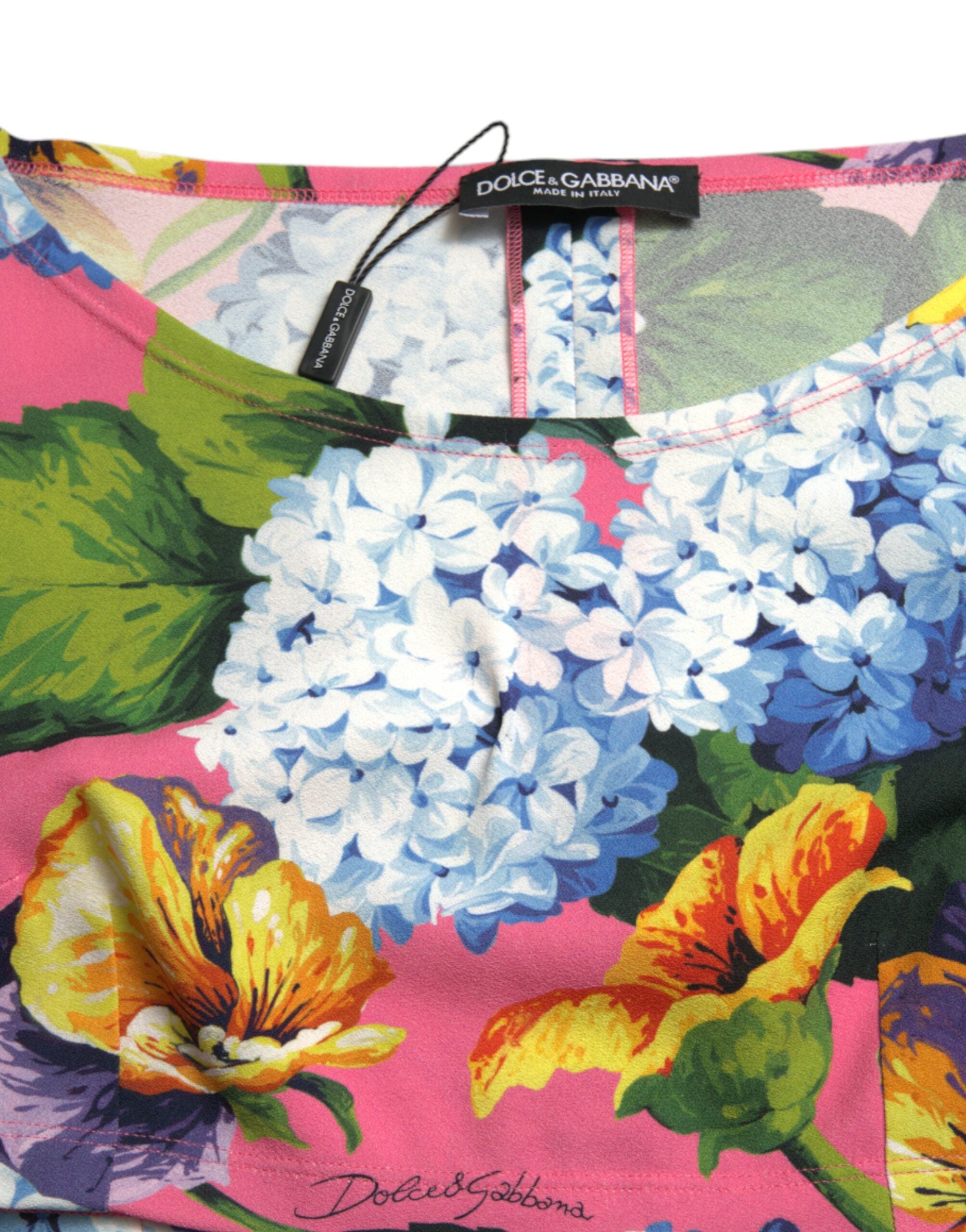 Veelkleurige bloemen crop top met lange mouwen