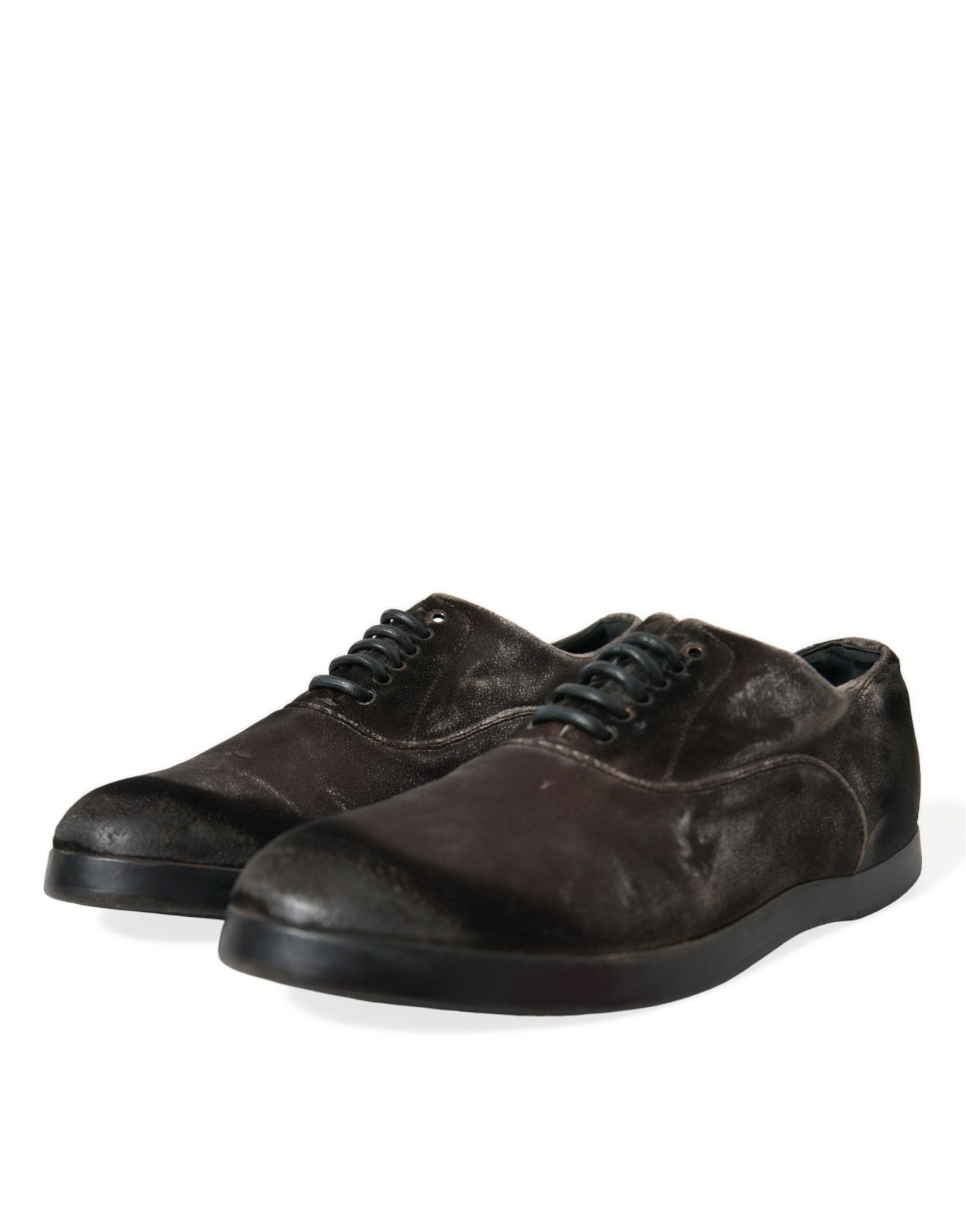 Bruine fluwelen Oxford veterschoenen voor heren