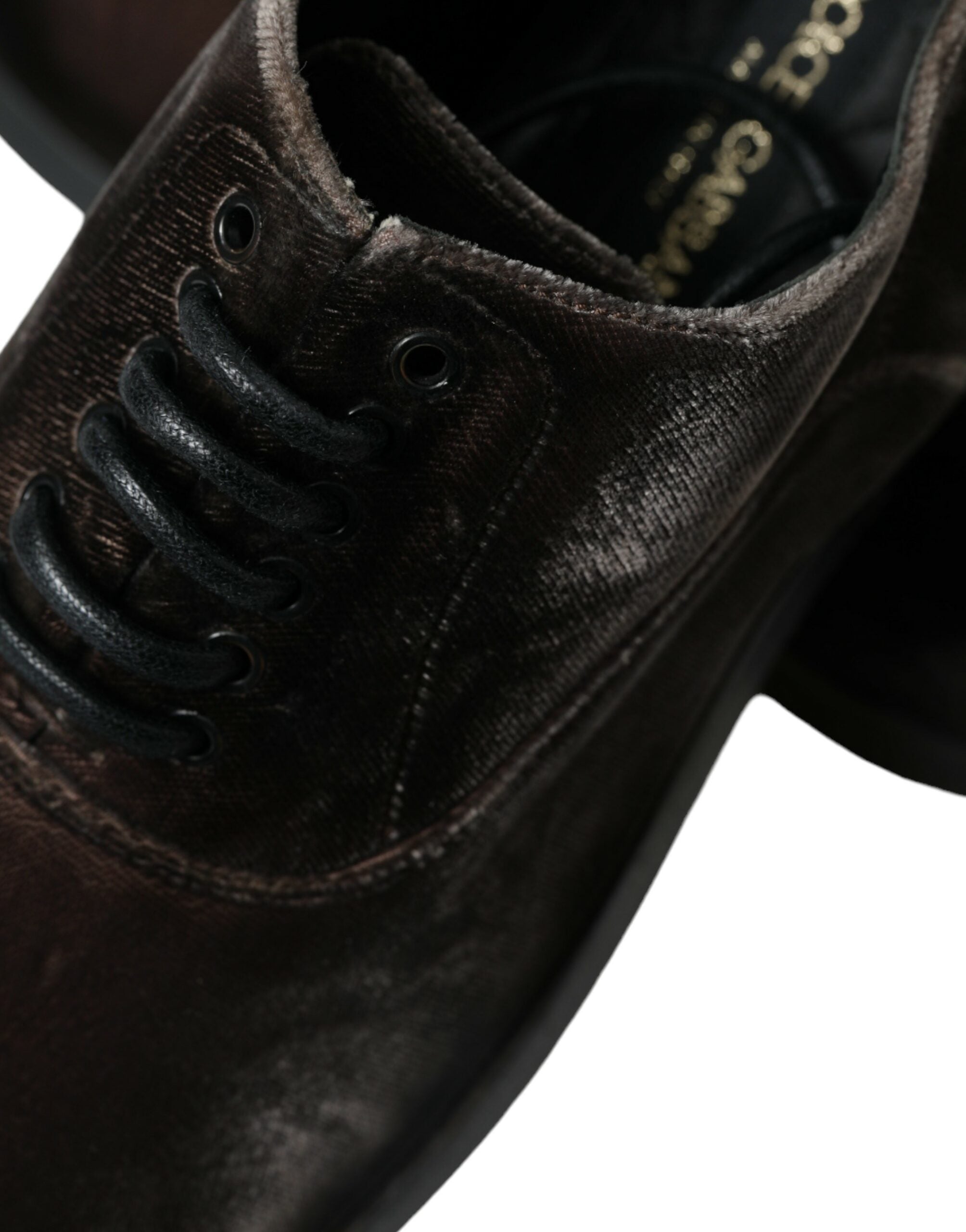 Bruine fluwelen Oxford veterschoenen voor heren