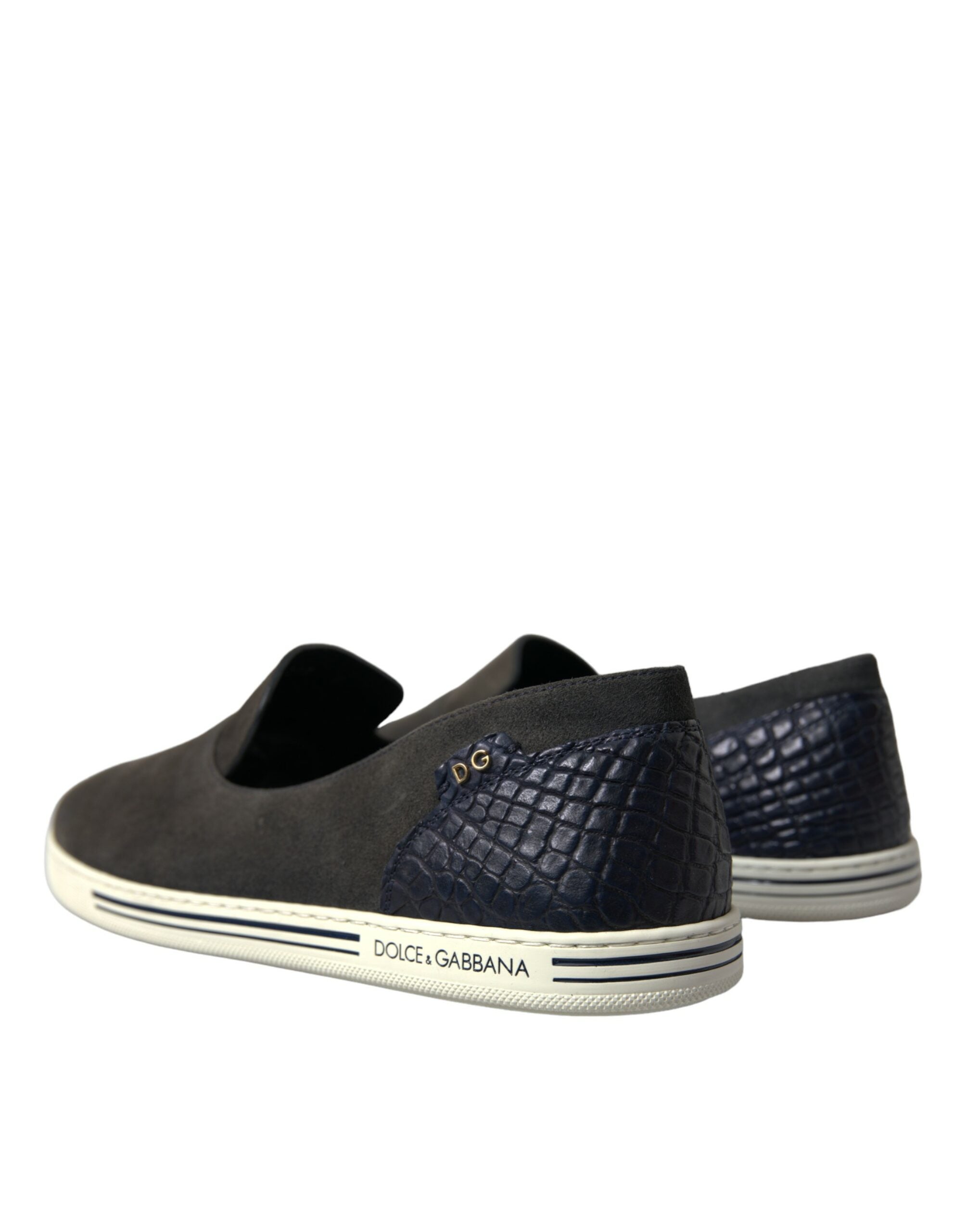 Blauwe suède Caiman heren loafers pantoffels