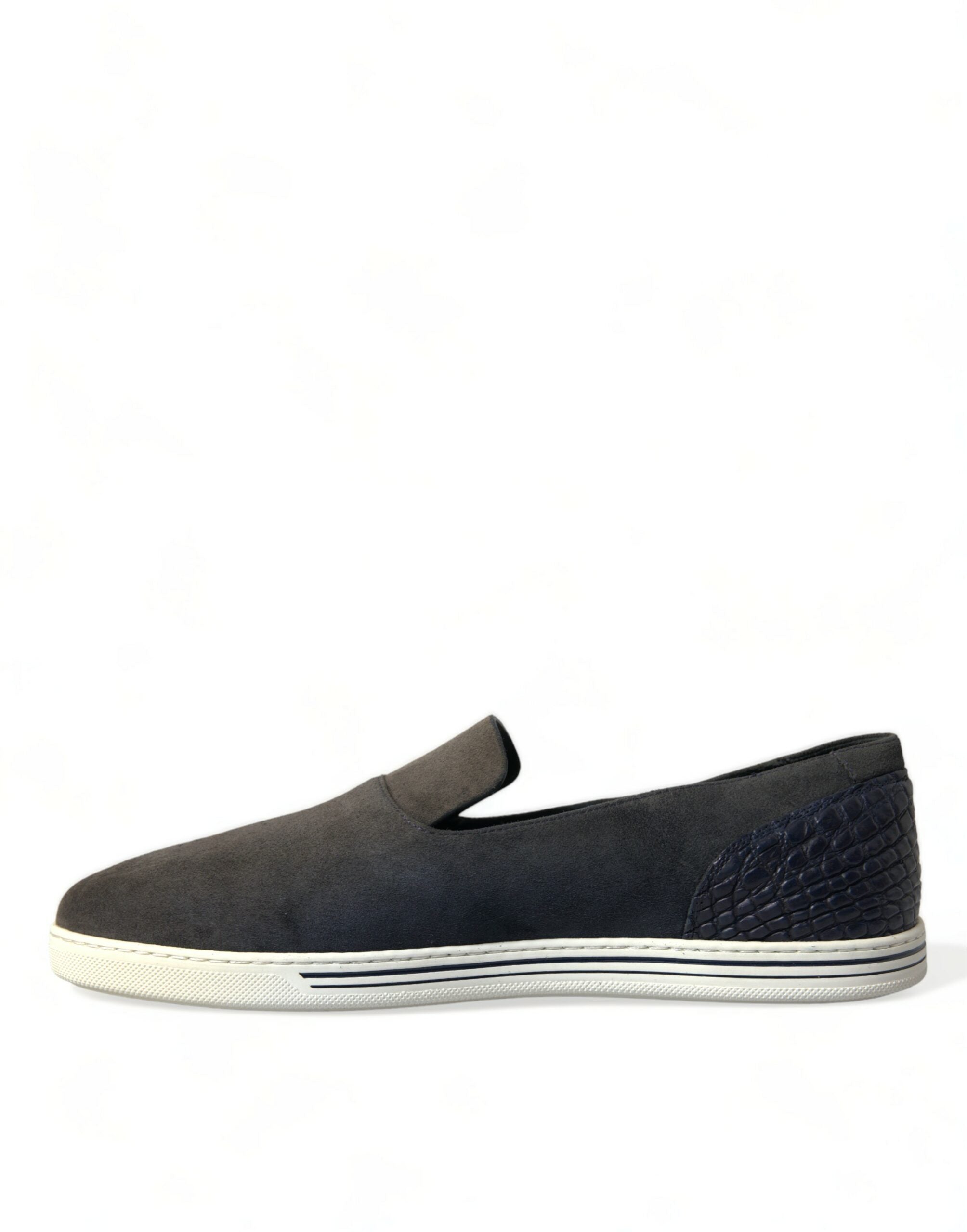Blauwe suède Caiman heren loafers pantoffels