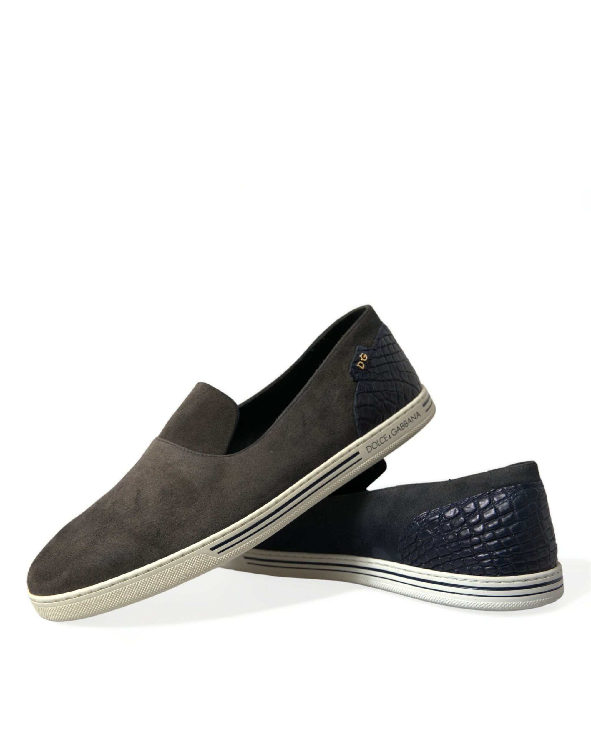Blauwe suède Caiman heren loafers pantoffels