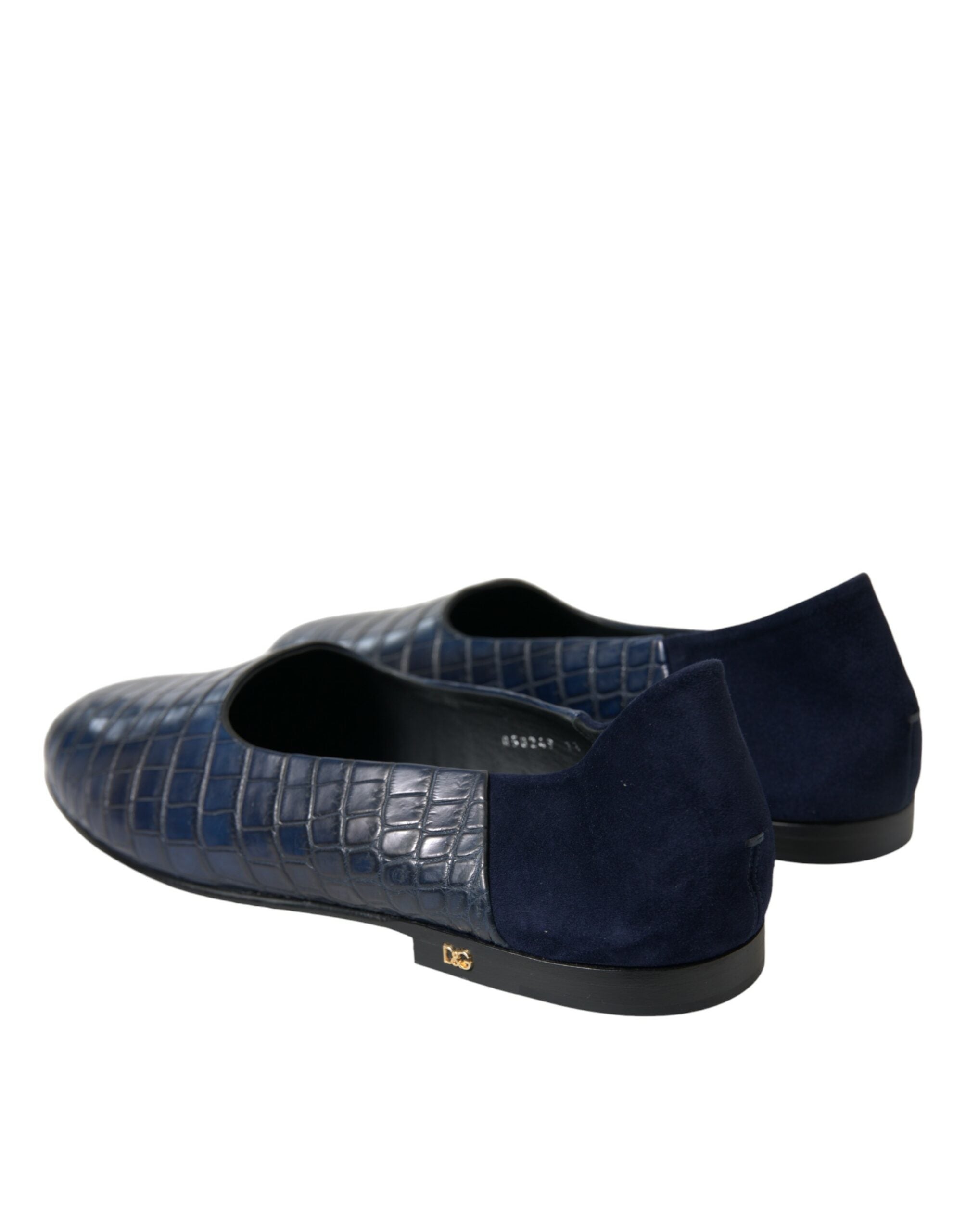 Blauwe krokodillenleren loafers instappers