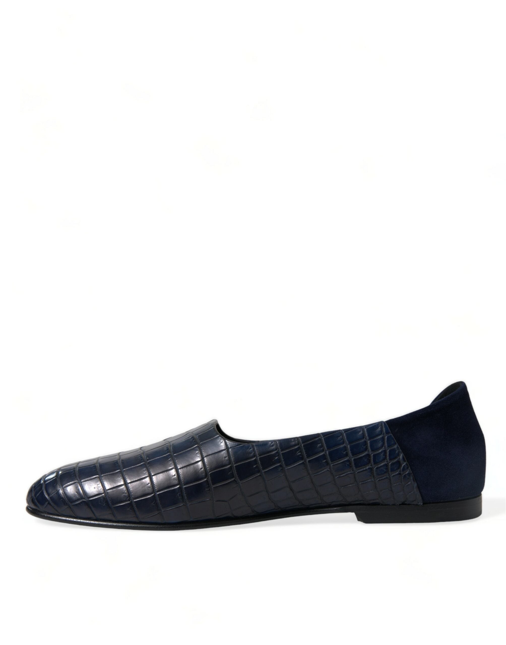 Blauwe krokodillenleren loafers instappers