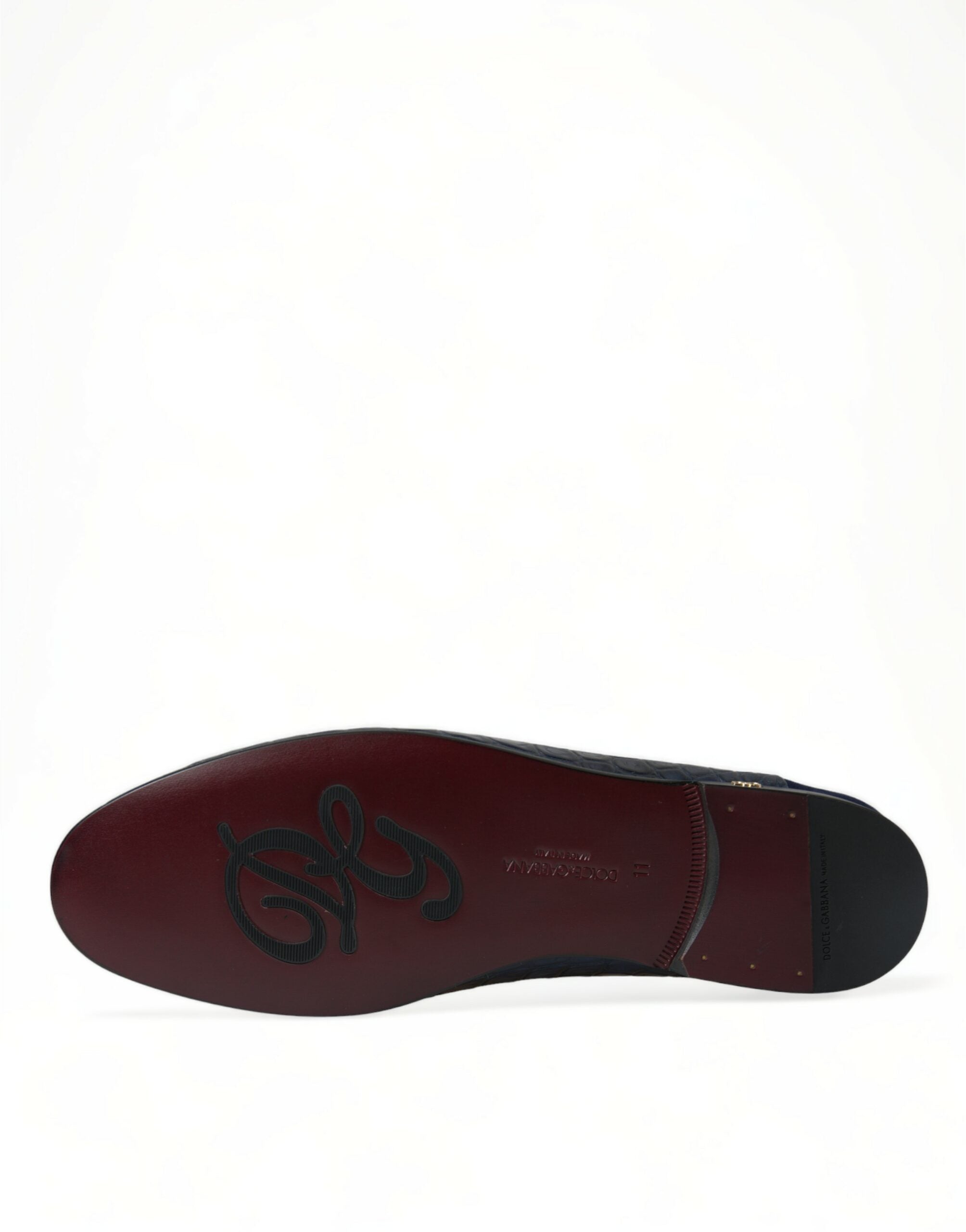 Blauwe krokodillenleren loafers instappers